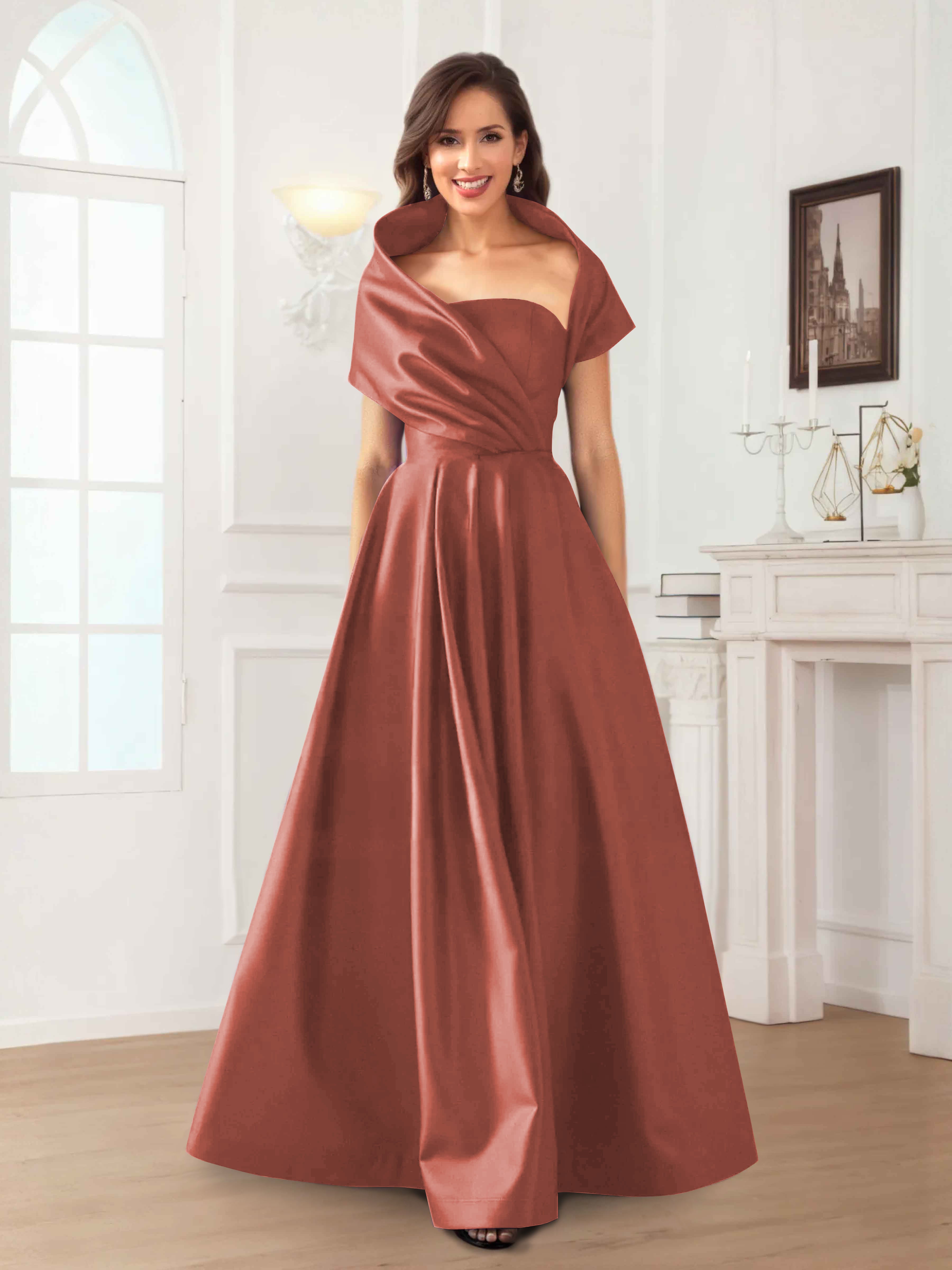 Valeska Romantic A-Line Floor Length Satin Mother Of The Bride Dresses