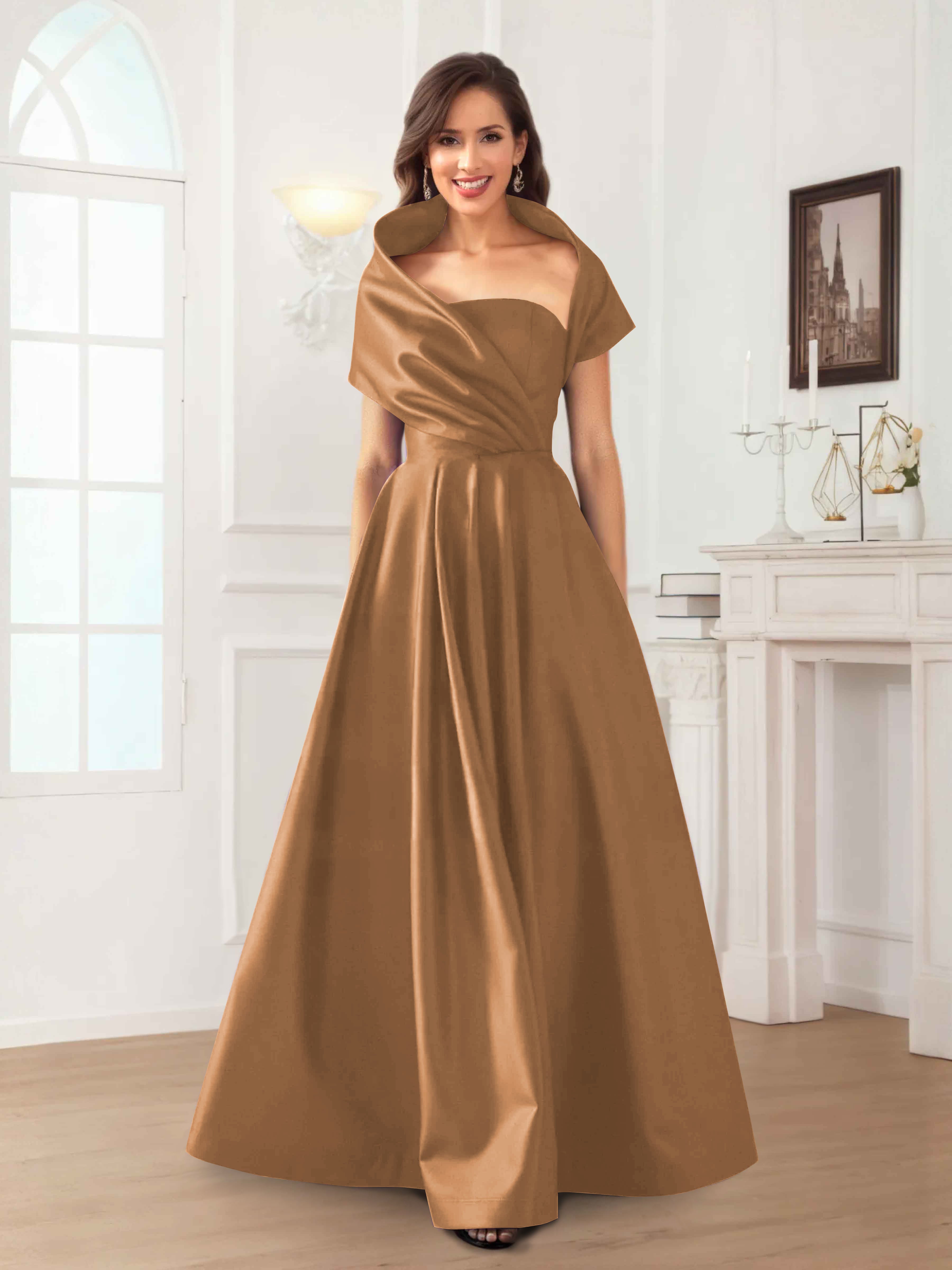 Valeska Romantic A-Line Floor Length Satin Mother Of The Bride Dresses