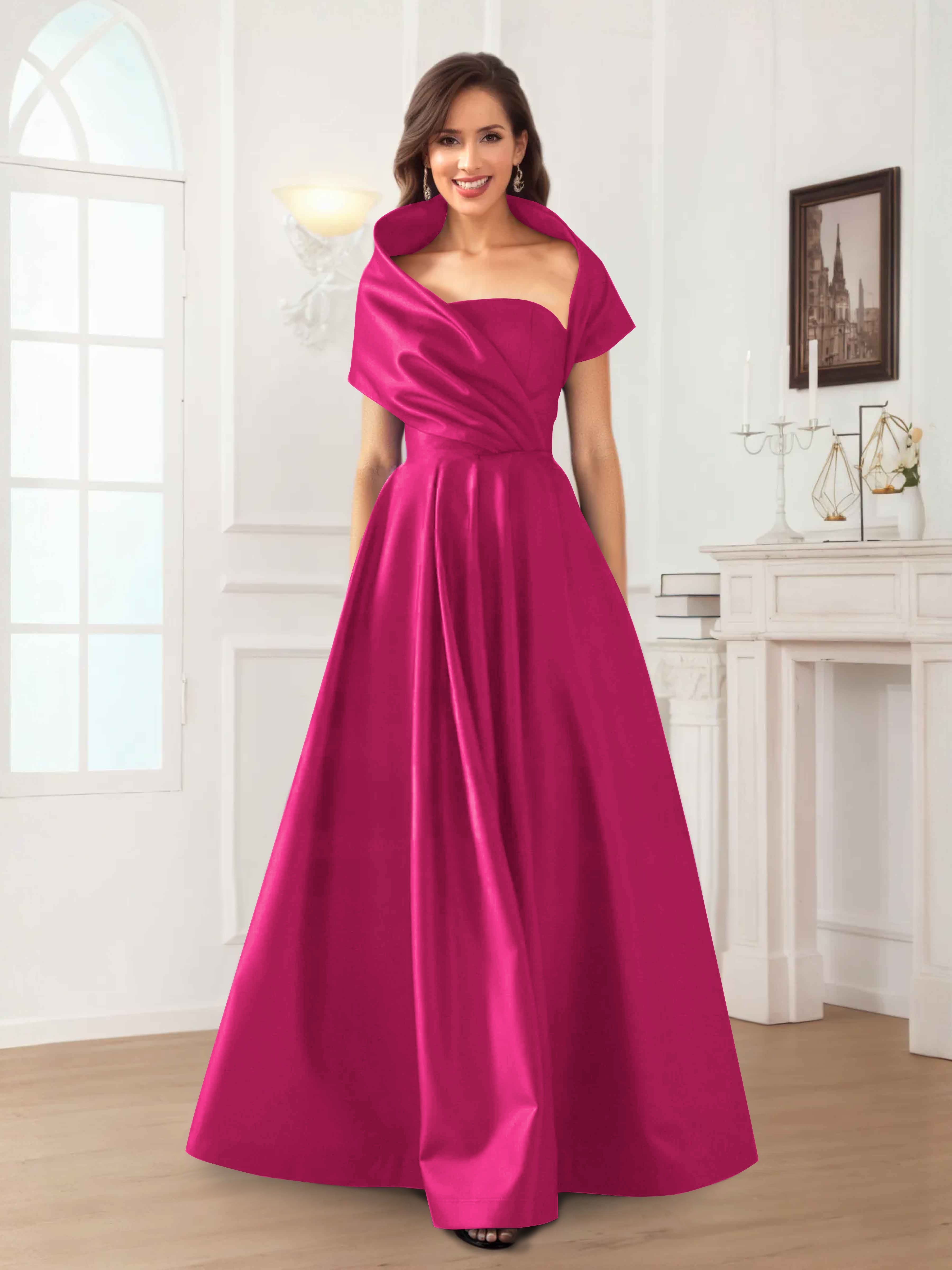 Valeska Romantic A-Line Floor Length Satin Mother Of The Bride Dresses