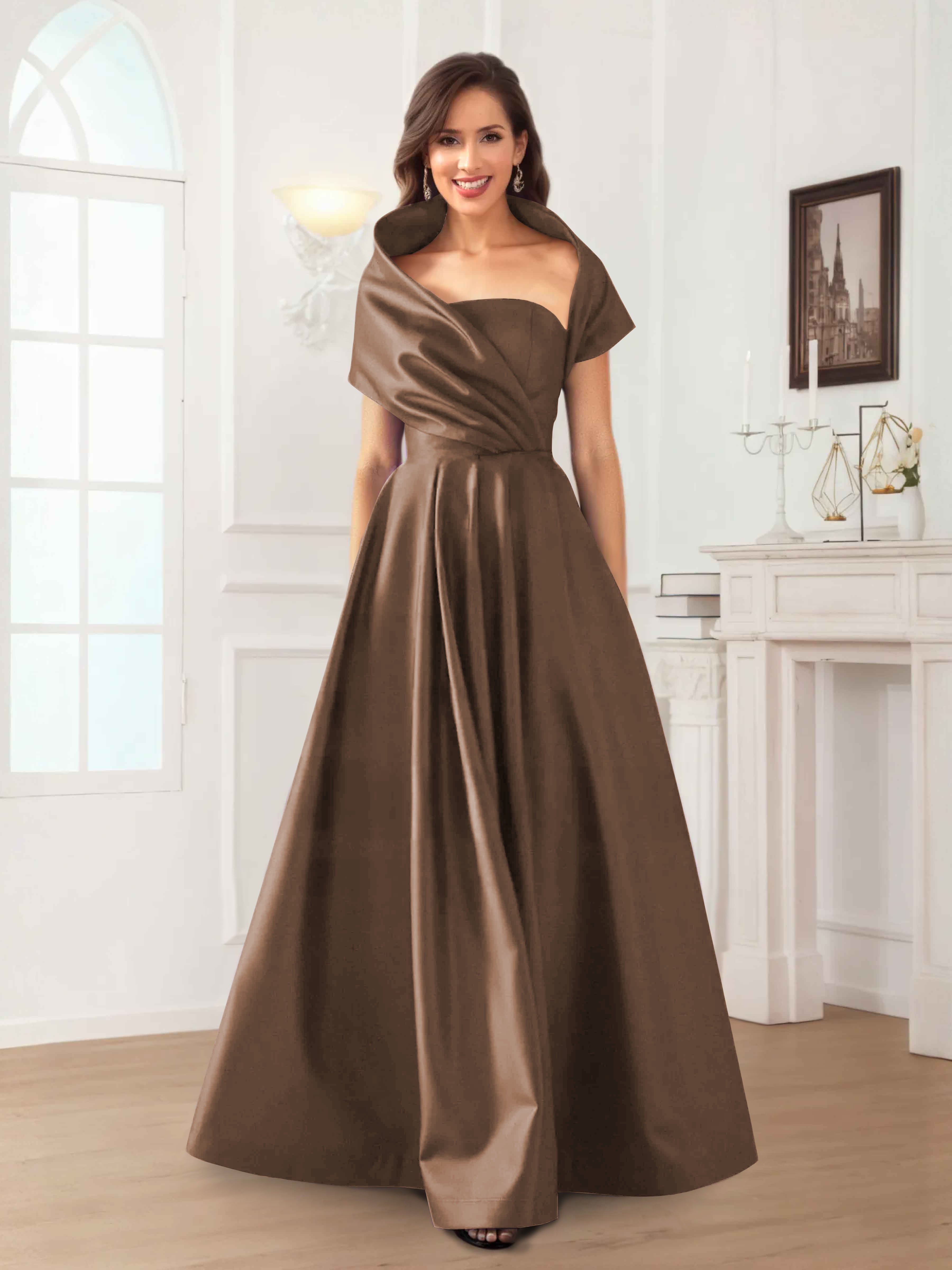 Valeska Romantic A-Line Floor Length Satin Mother Of The Bride Dresses