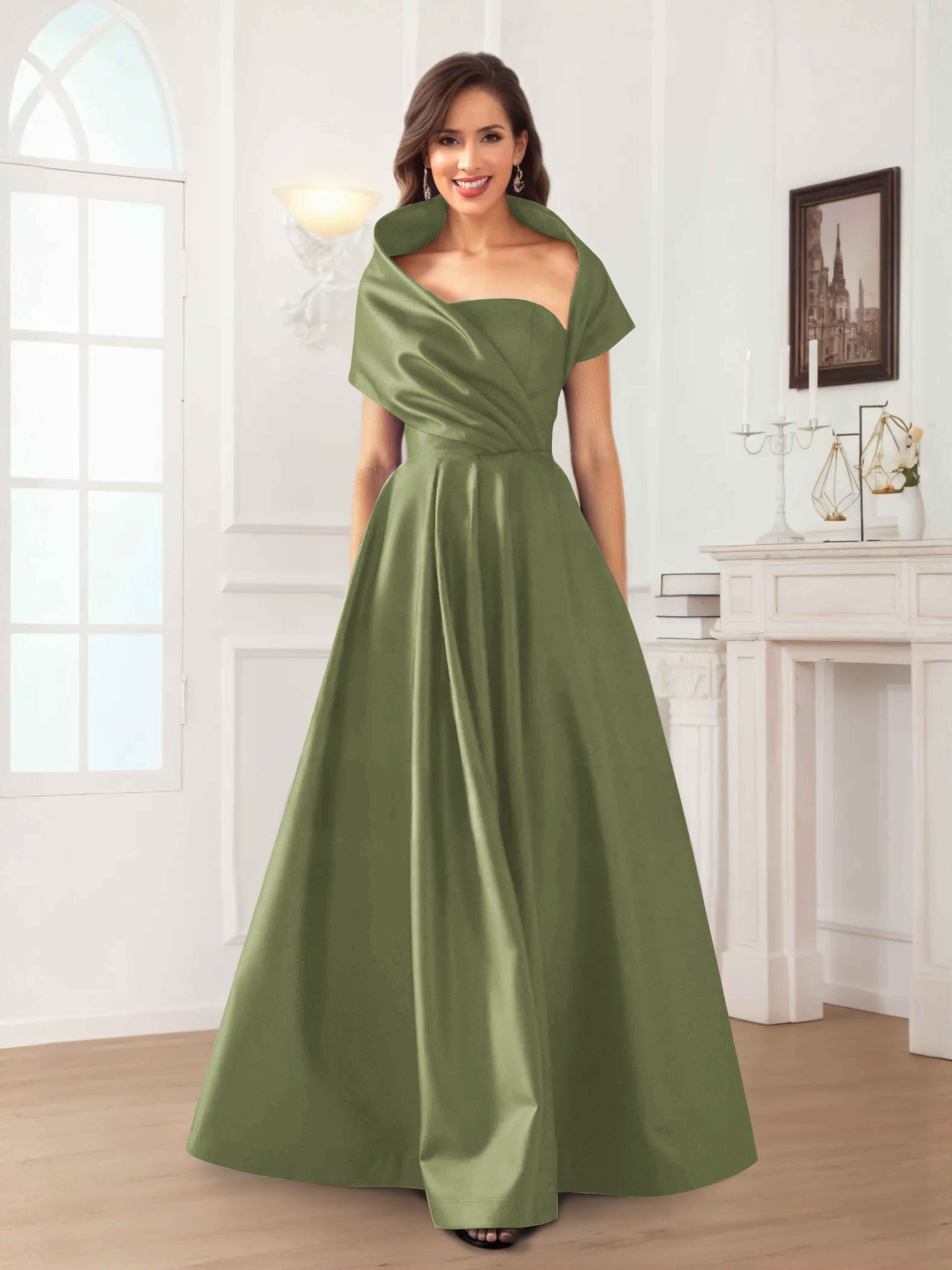 Valeska Romantic A-Line Floor Length Satin Mother Of The Bride Dresses