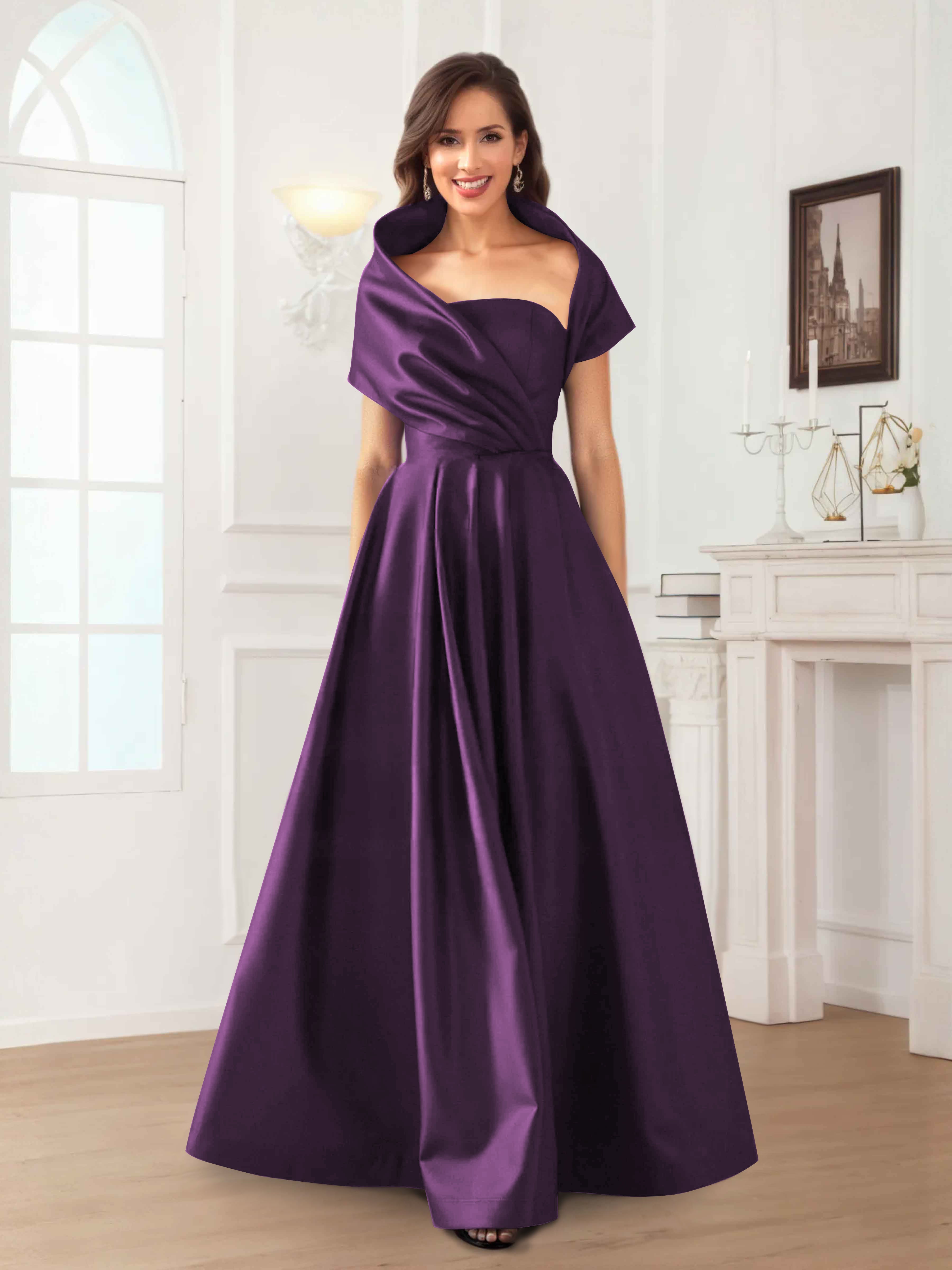 Valeska Romantic A-Line Floor Length Satin Mother Of The Bride Dresses