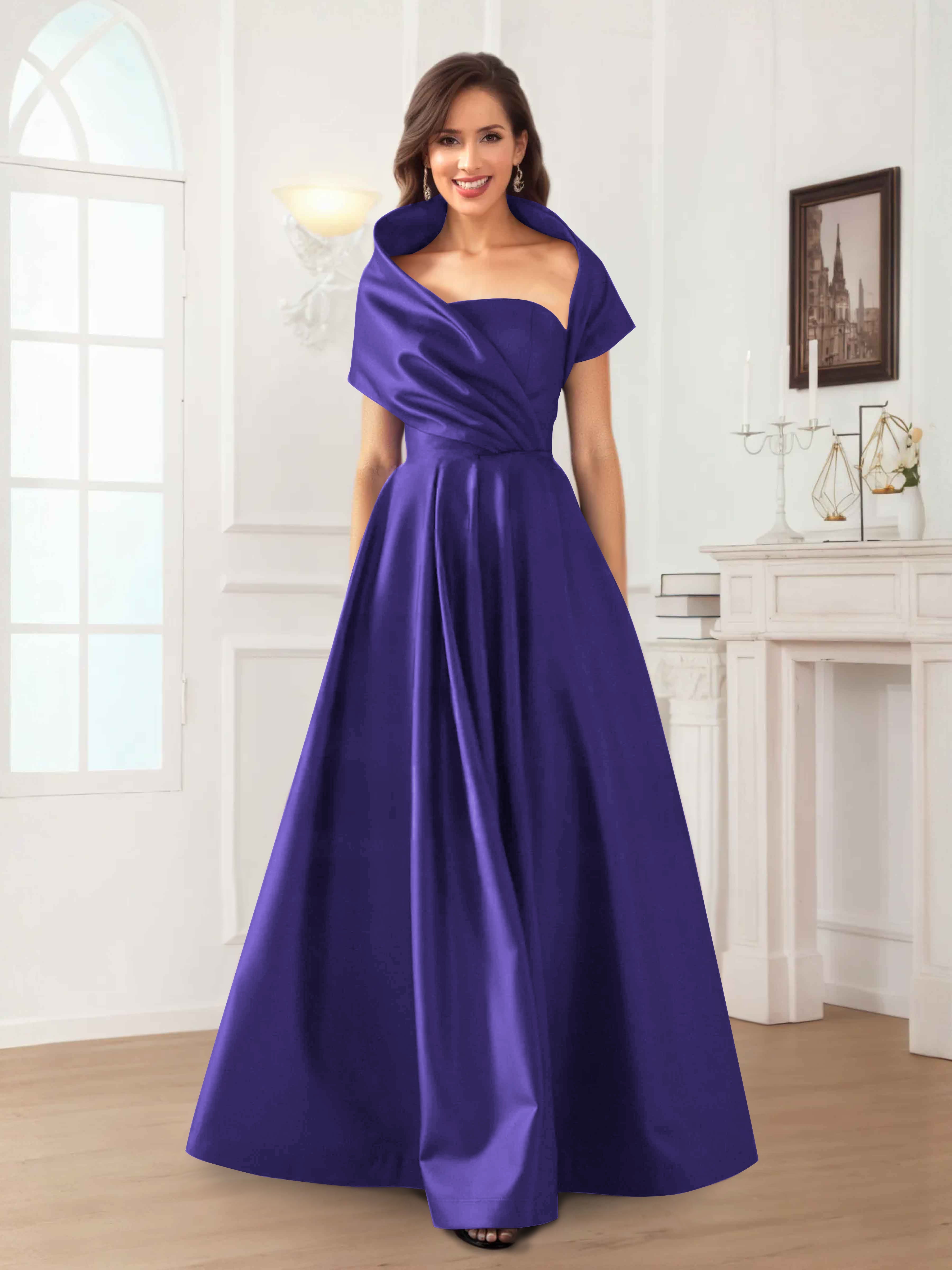 Valeska Romantic A-Line Floor Length Satin Mother Of The Bride Dresses