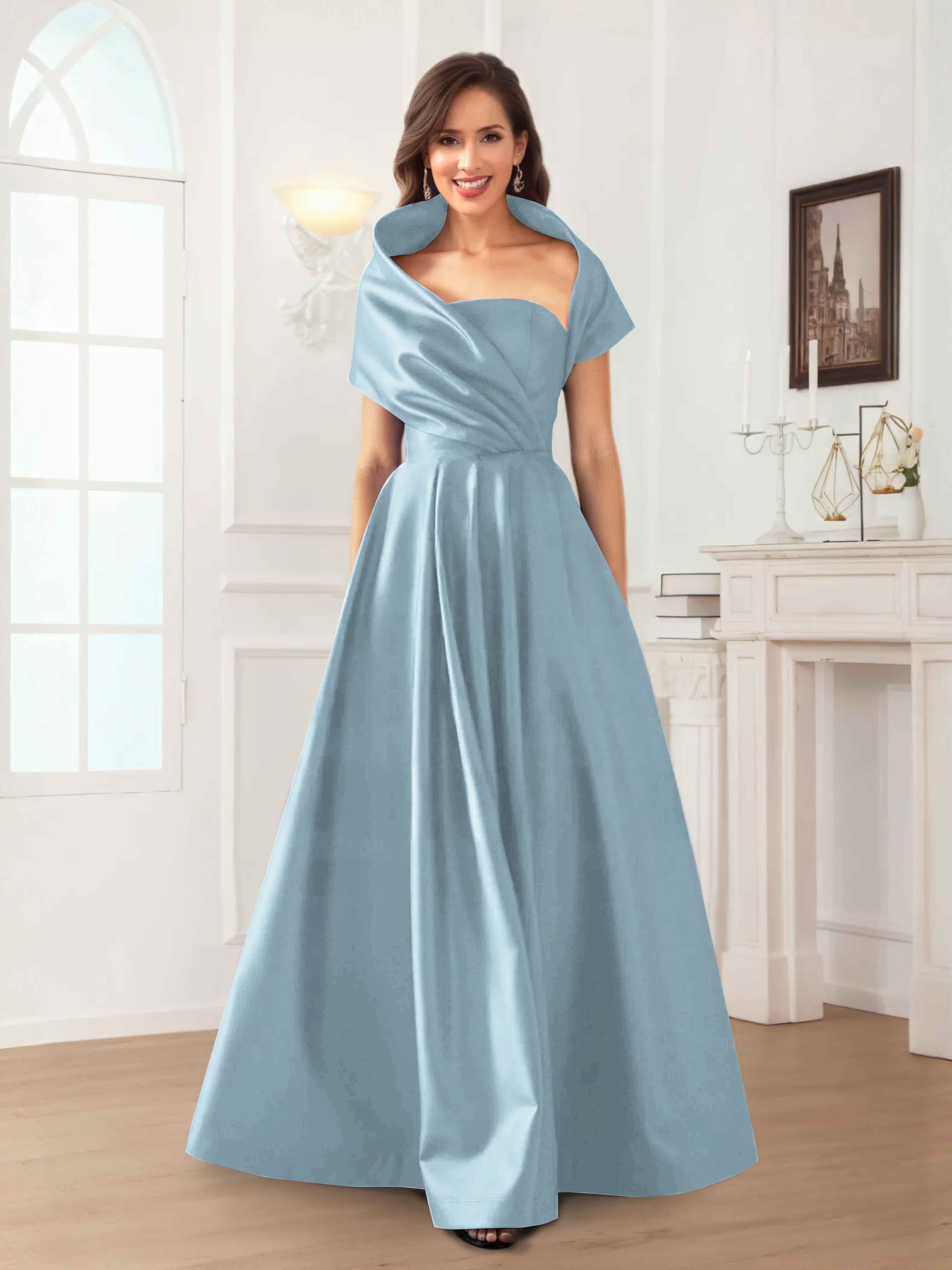Valeska Romantic A-Line Floor Length Satin Mother Of The Bride Dresses