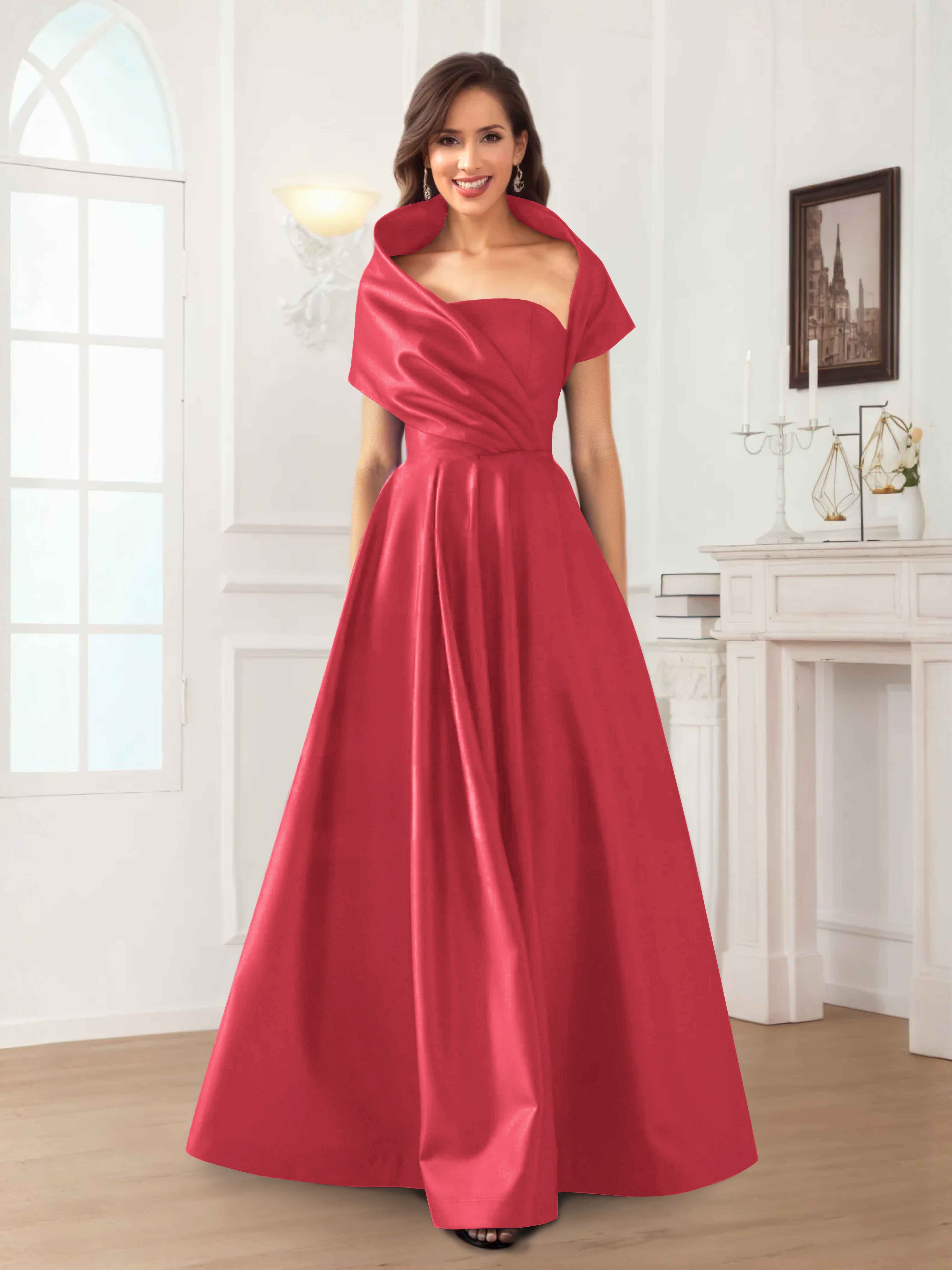 Valeska Romantic A-Line Floor Length Satin Mother Of The Bride Dresses