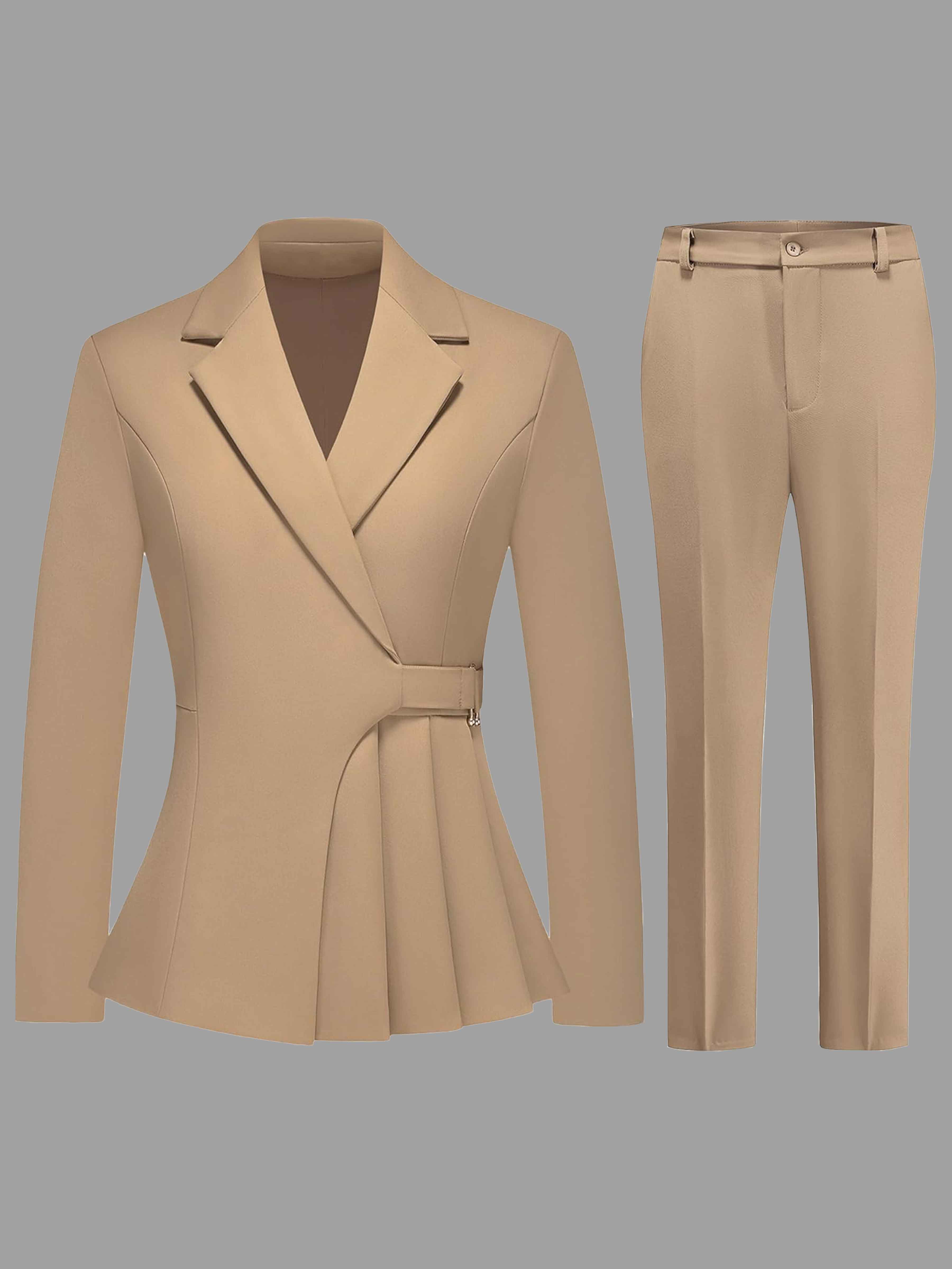 Sharp Women's 2 Pieces Notch Lapel Guest Suit With Belt