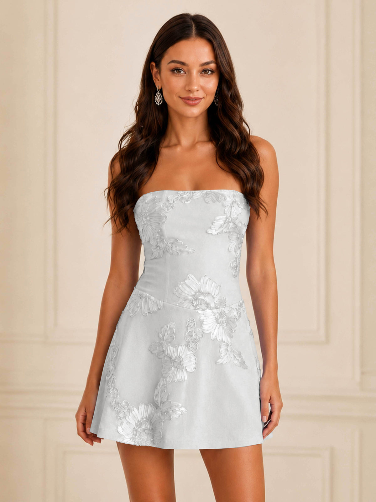 Mariellea Chic Strapless Corset Corded Mini Party Dresses