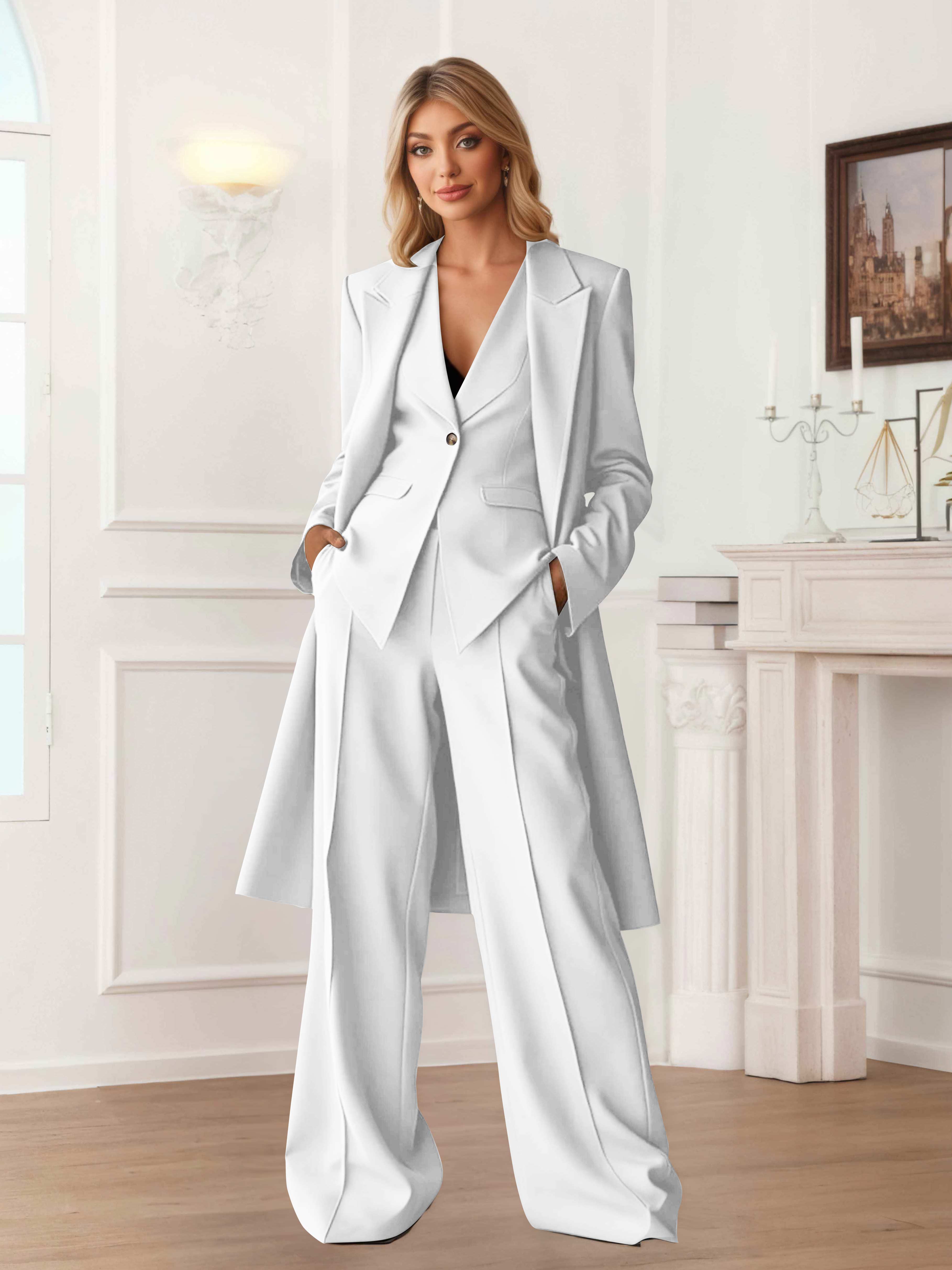 Elegant Women's 3 Pieces Casual Blazer and Pants Set UK