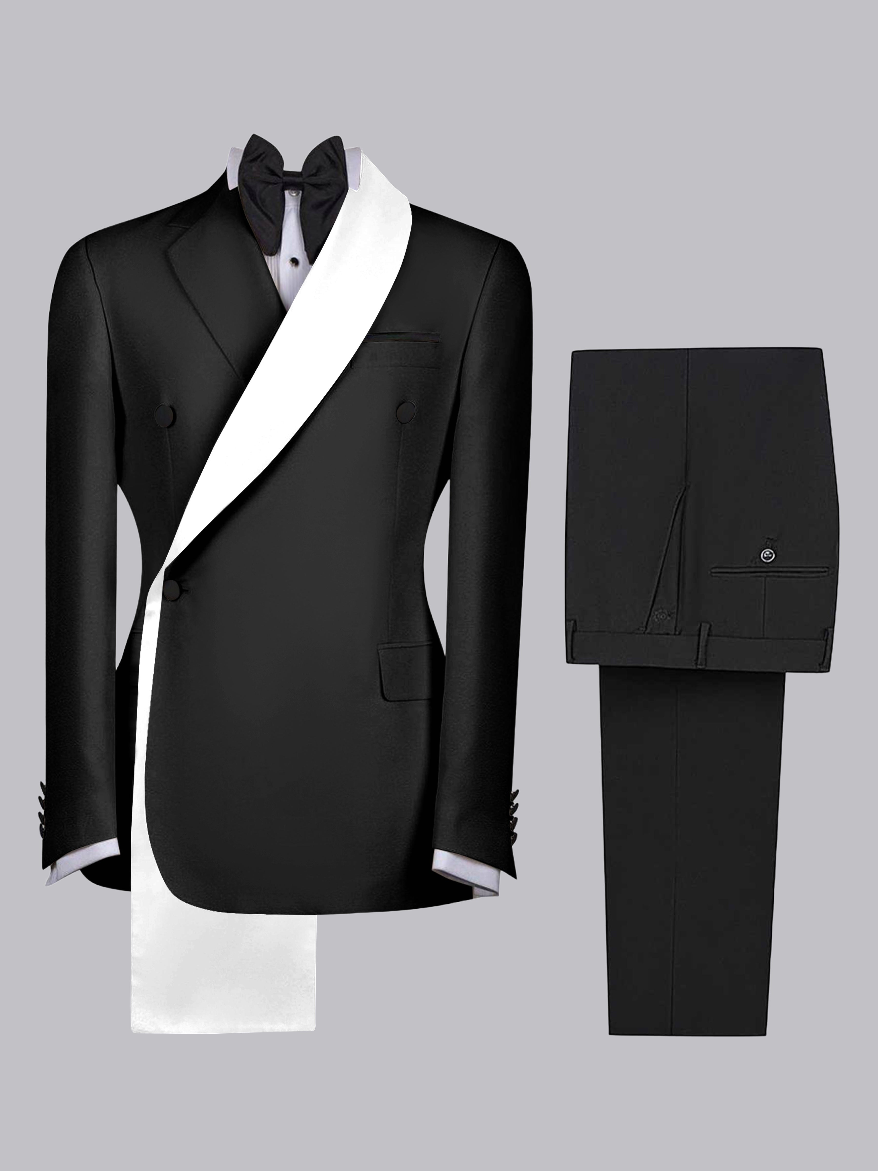 Polished Trimmed Men's Two Pieces Shawl Lapel Suit for Wedding Occasions