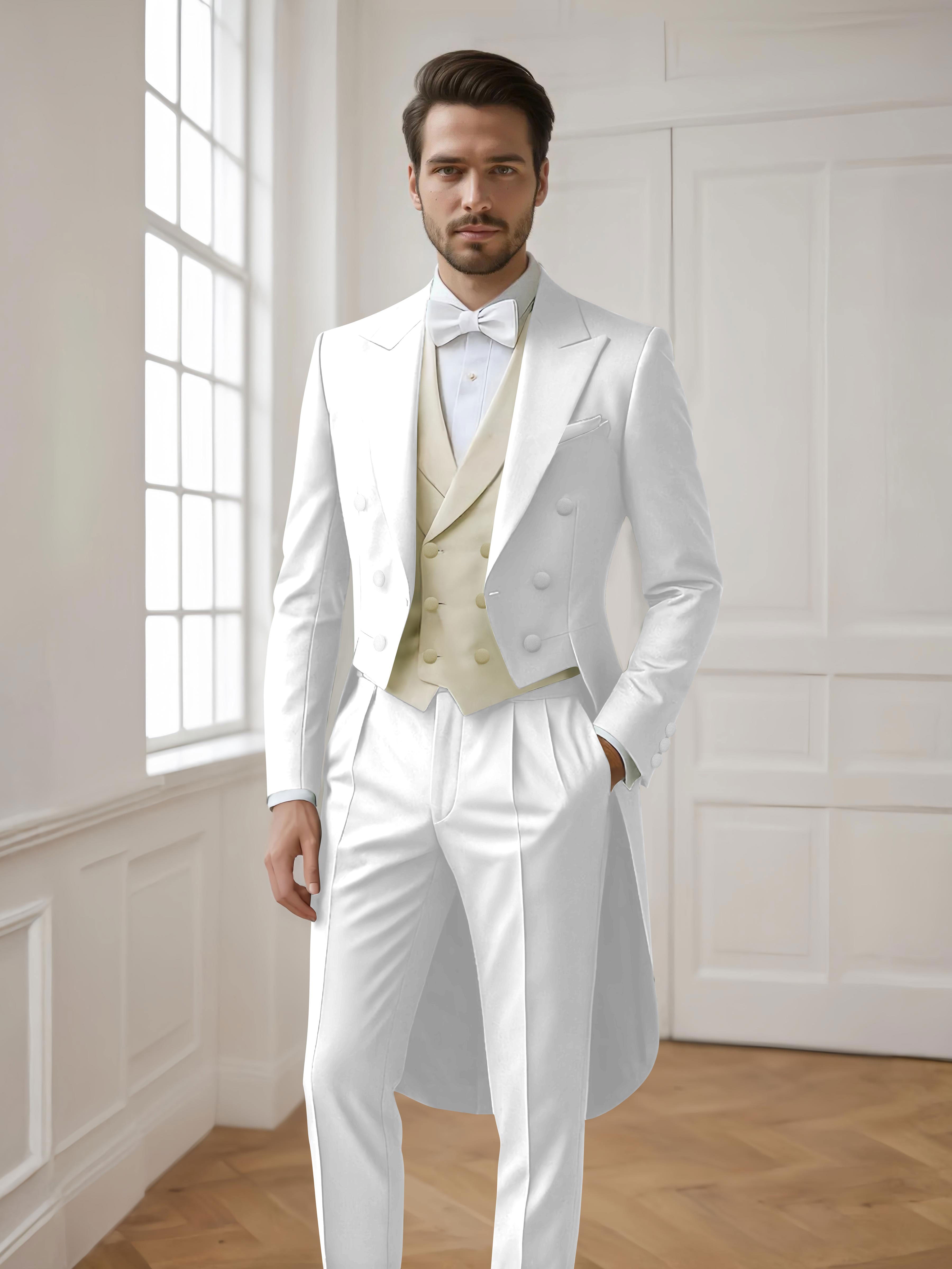 Modern Peak Lapel Men's 3 Pieces Suit for Groom Wedding & Prom UK