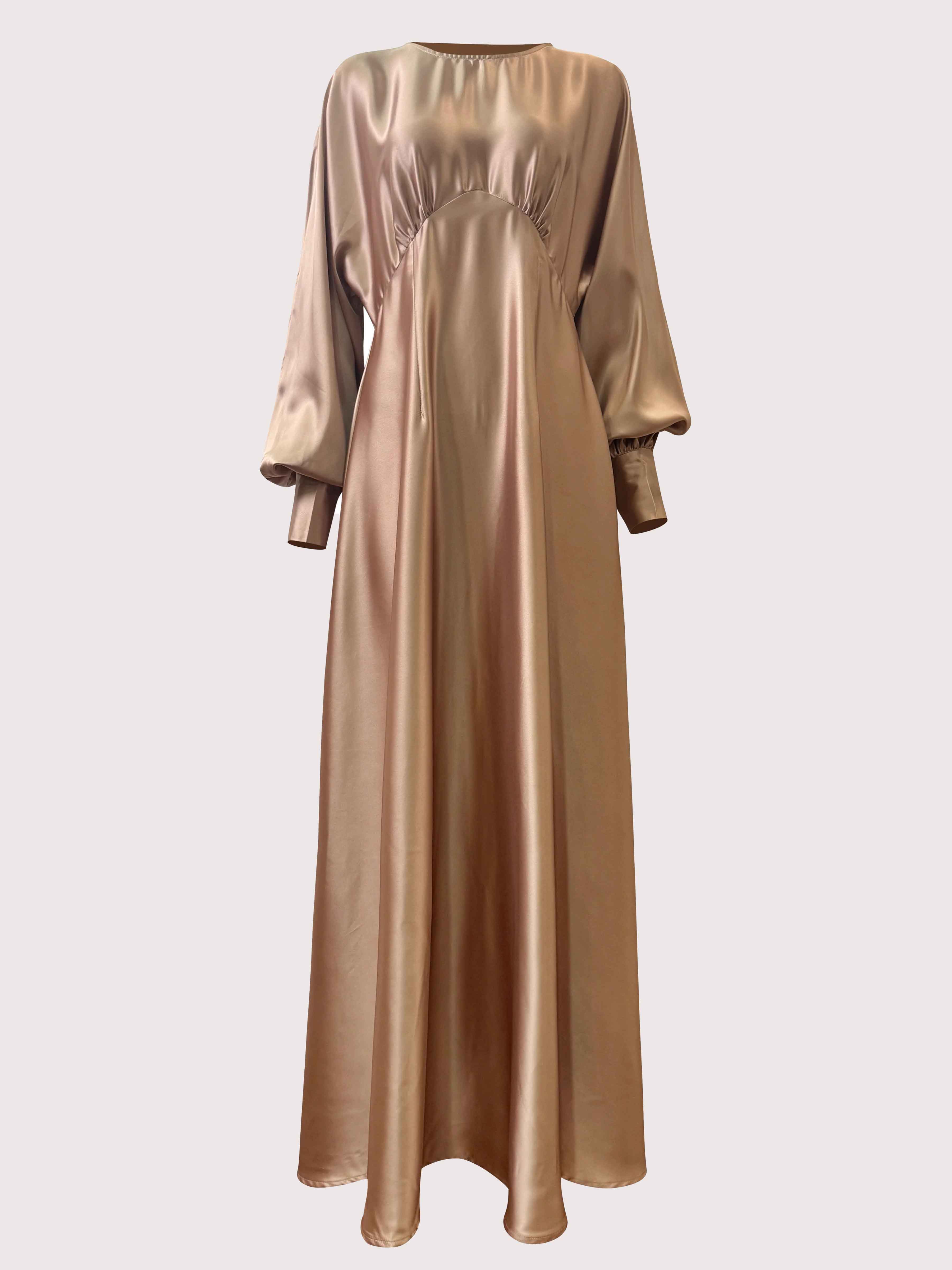 Wrenna Charming A-Line Long Sleeves Floor Length Satin Bridesmaid Dresses