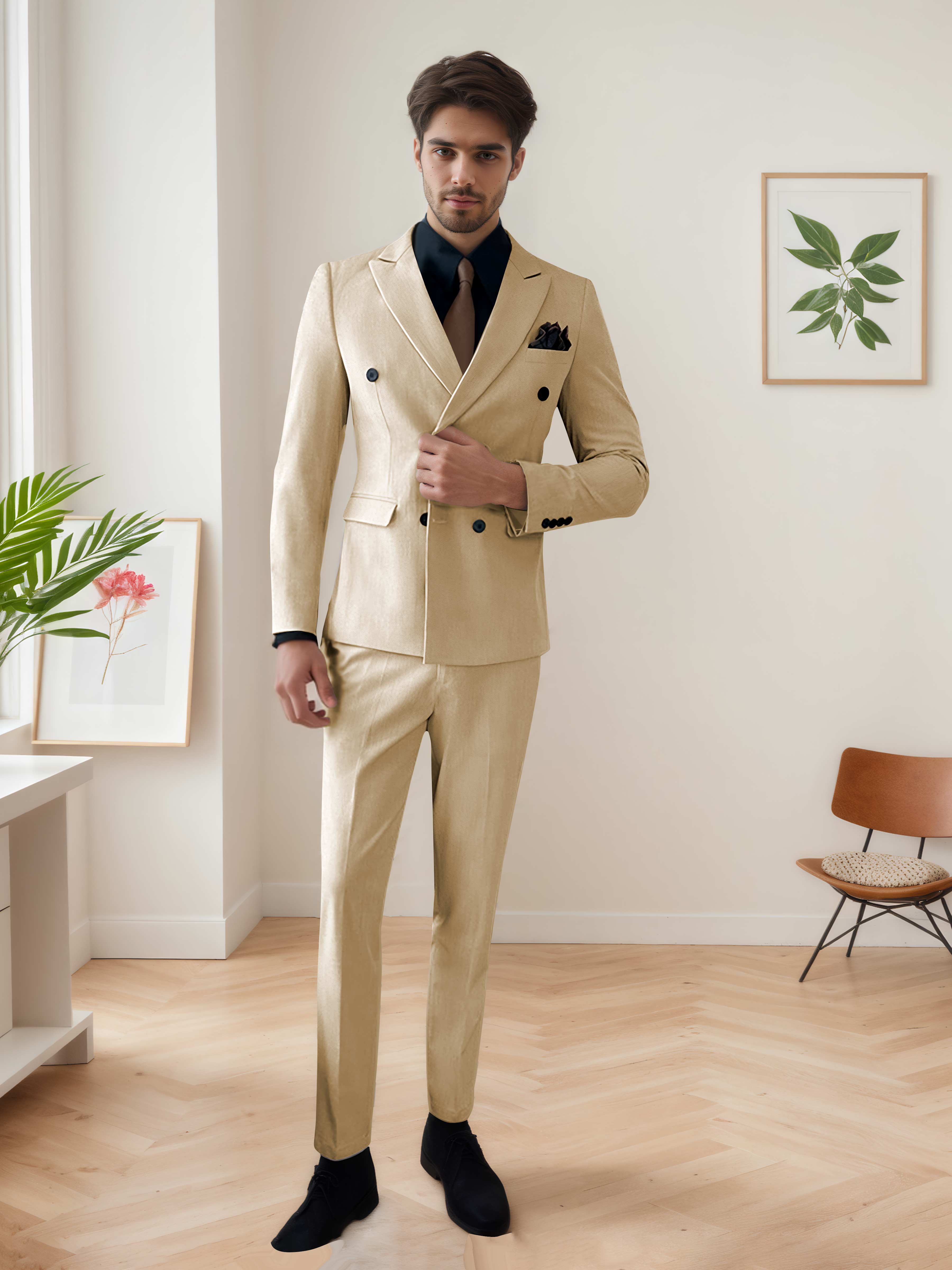 Men's Chic Double Breasted 3 Pieces Wedding Suits UK