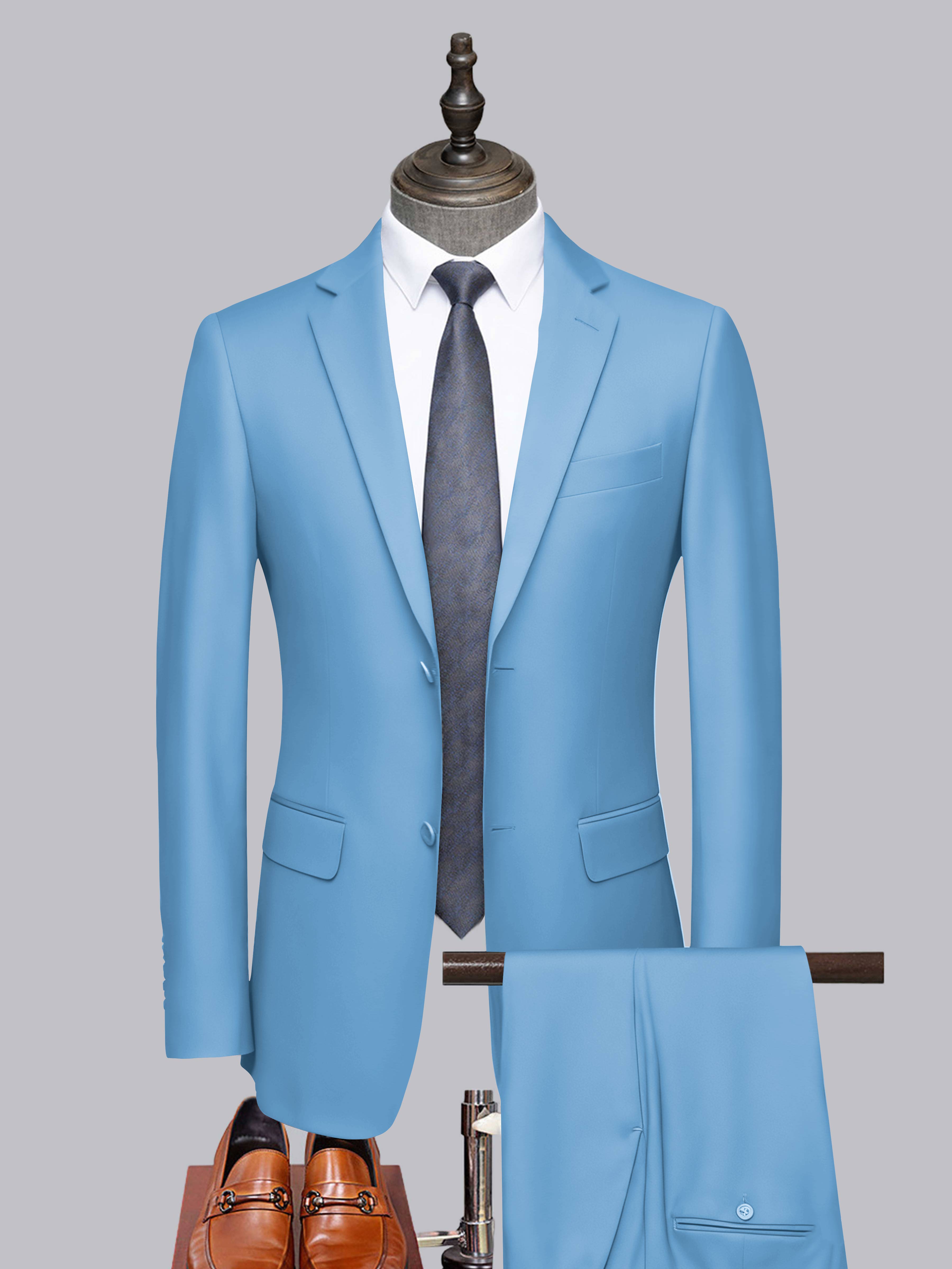 Men's Tailored Fit Two-Buttons 2 Pieces Formal Suits UK