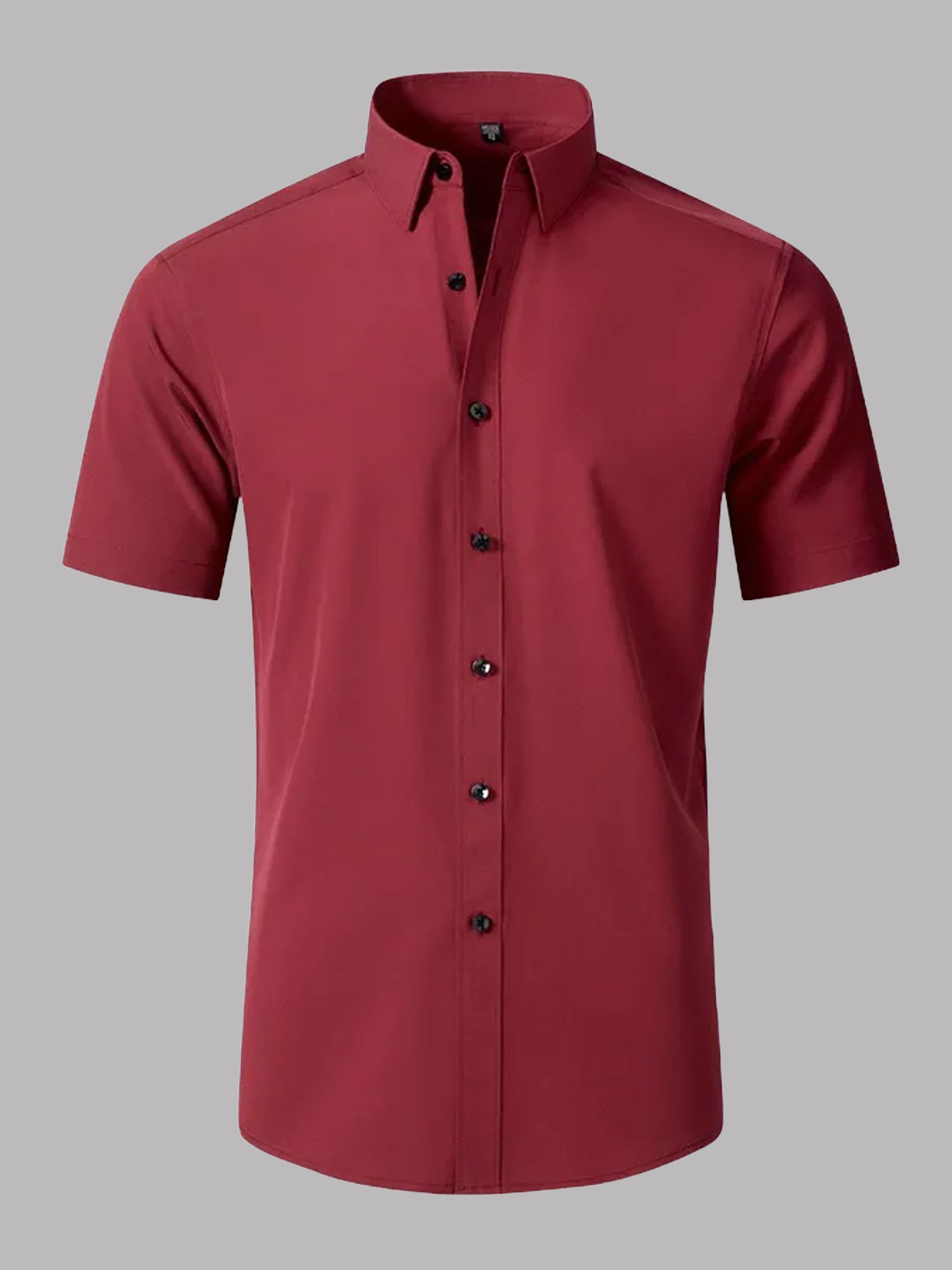 Men's Stretch Non-Iron Short Sleeves Dress Shirt for Wedding & Prom UK