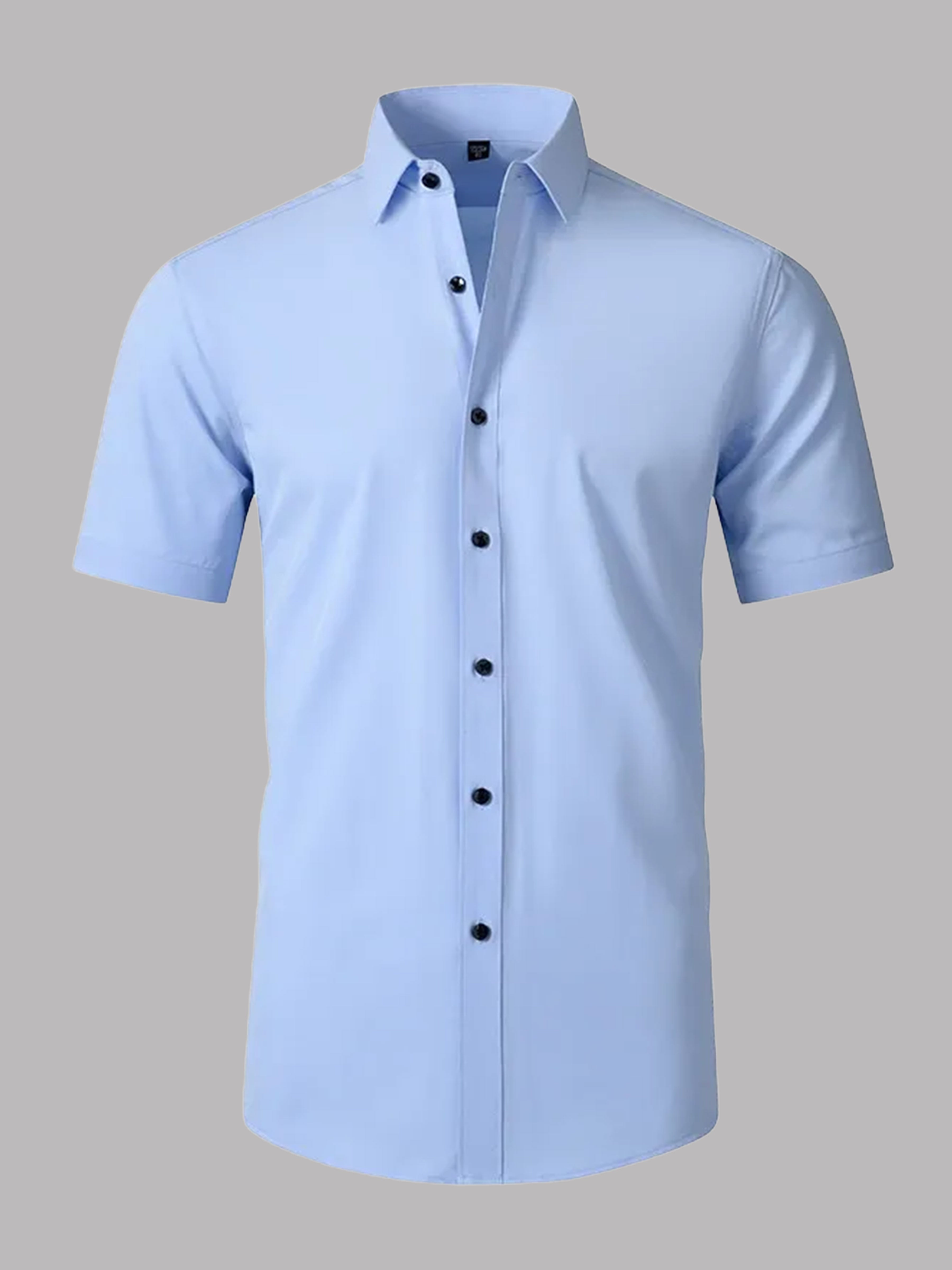 Men's Stretch Non-Iron Short Sleeves Dress Shirt for Wedding & Prom UK