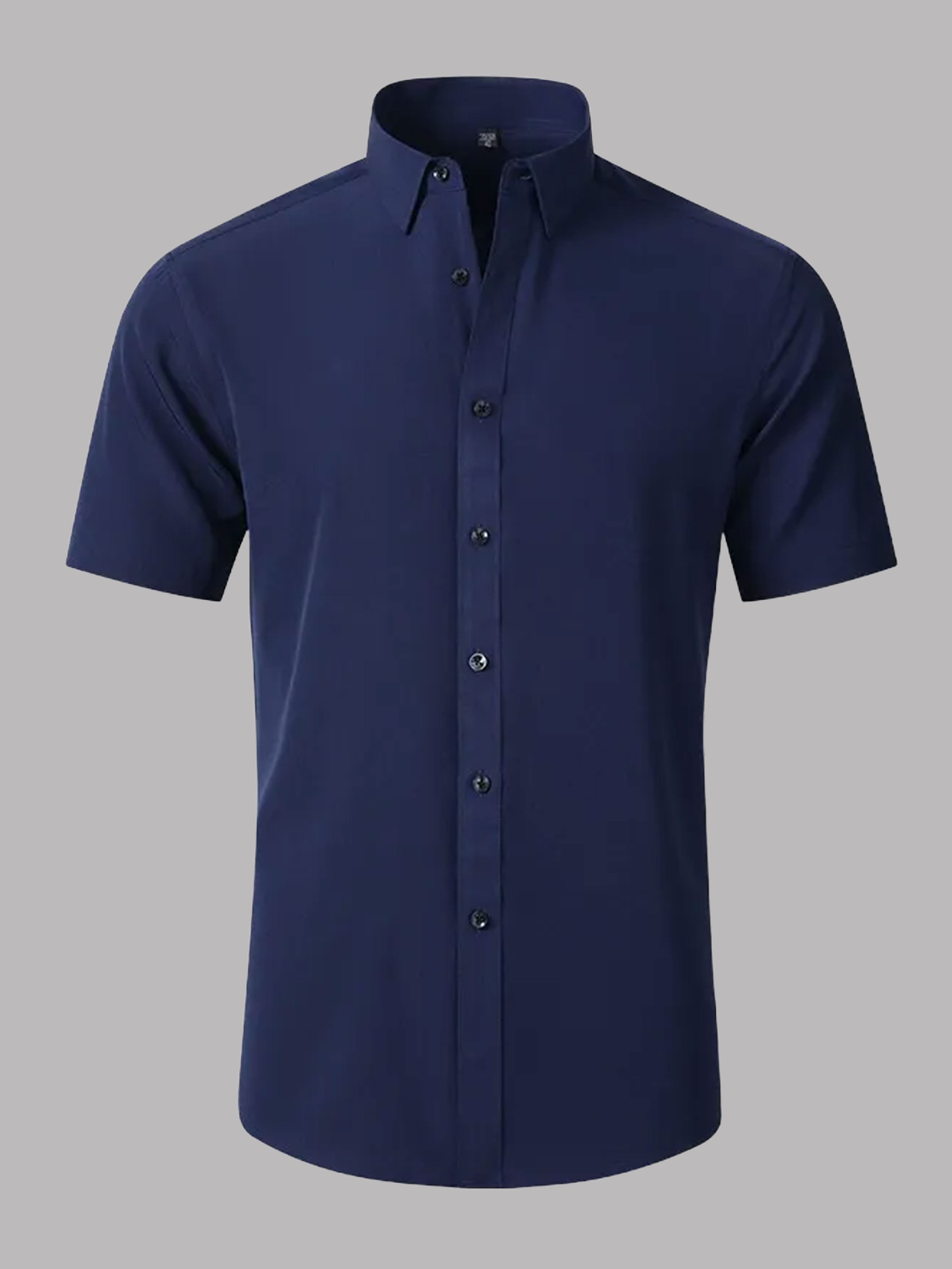 Men's Stretch Non-Iron Short Sleeves Dress Shirt for Wedding & Prom UK