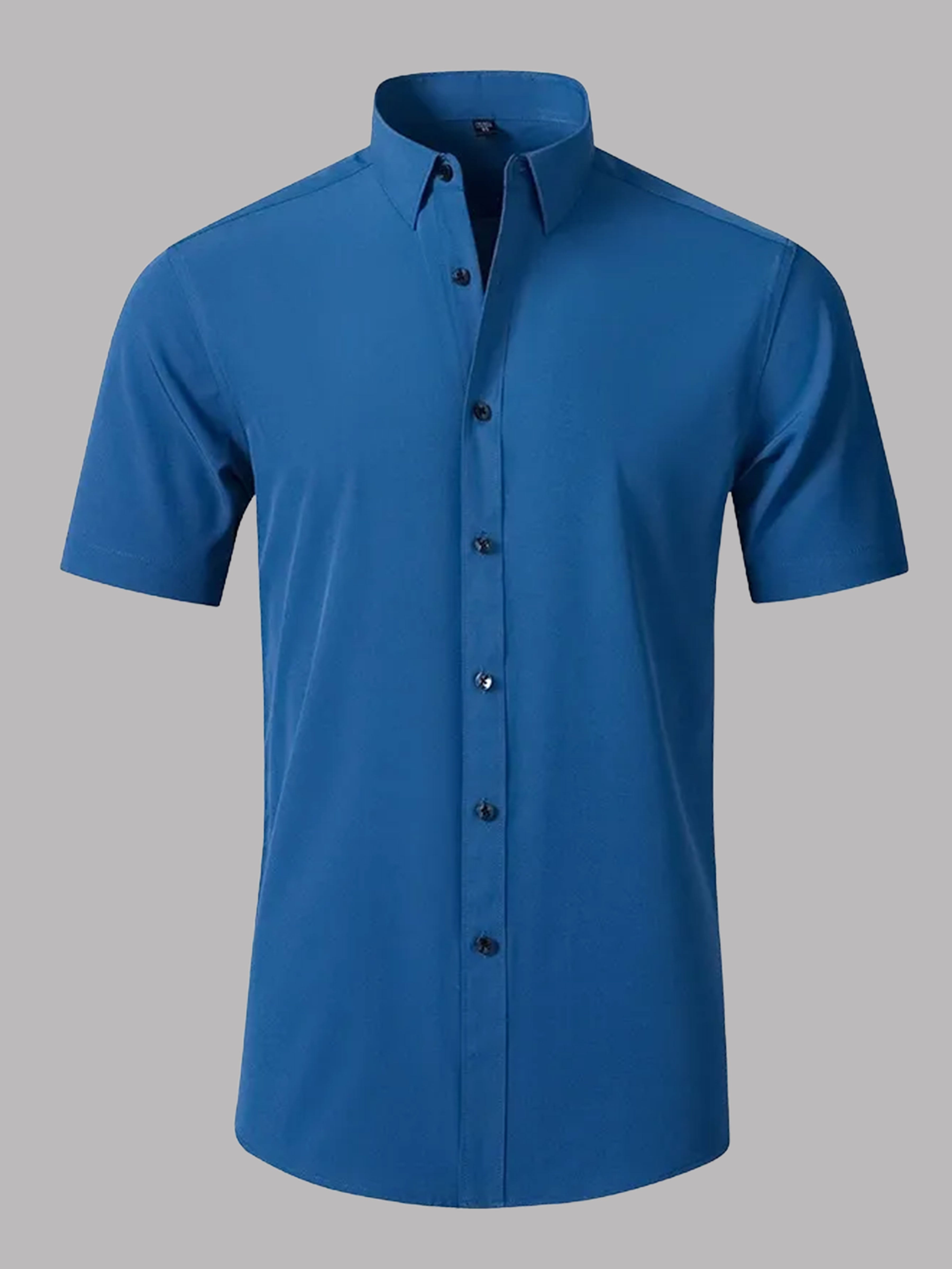 Men's Stretch Non-Iron Short Sleeves Dress Shirt for Wedding & Prom UK