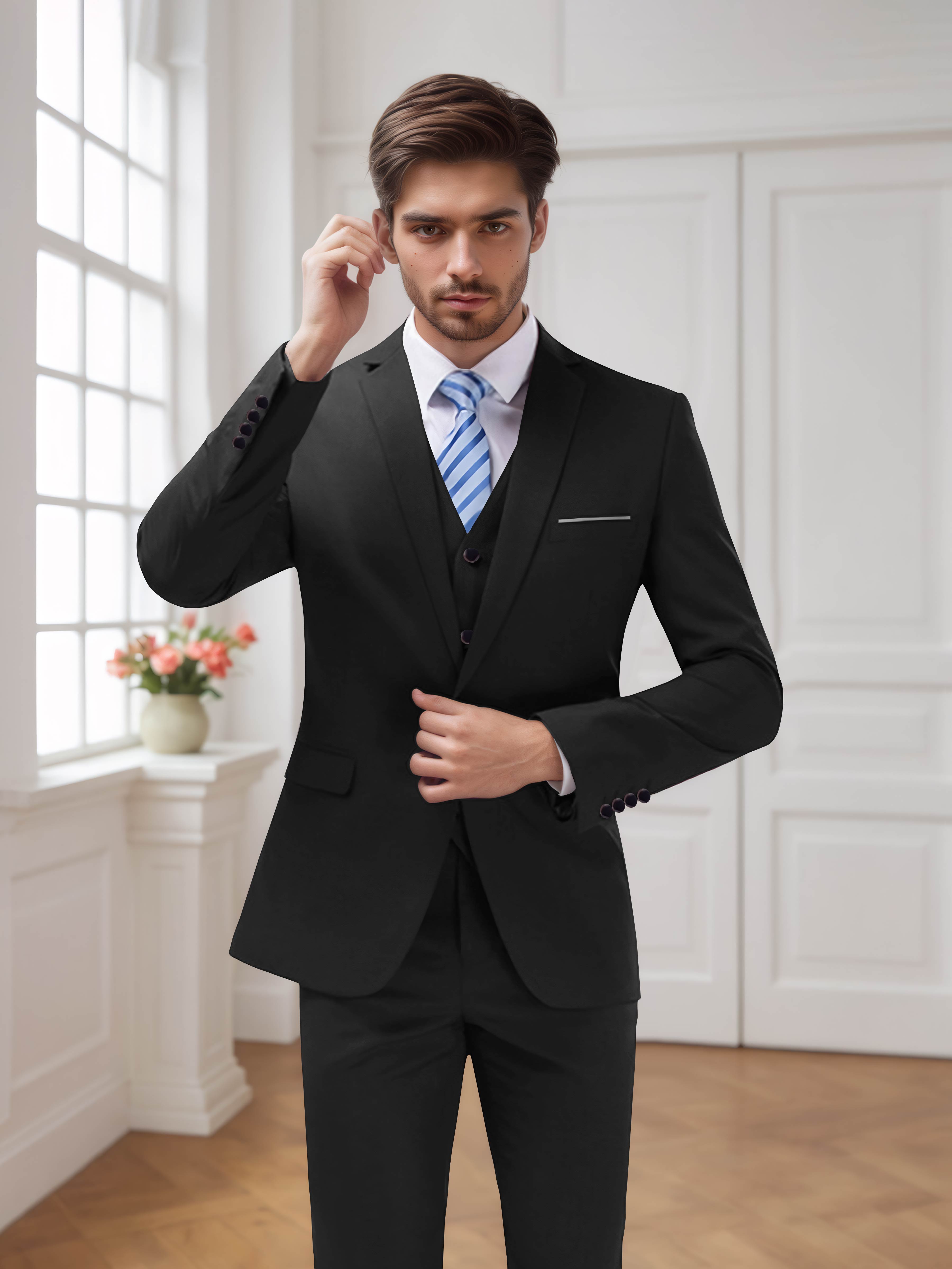 Modern Men's One Button 3 Pieces Wedding Suits UK