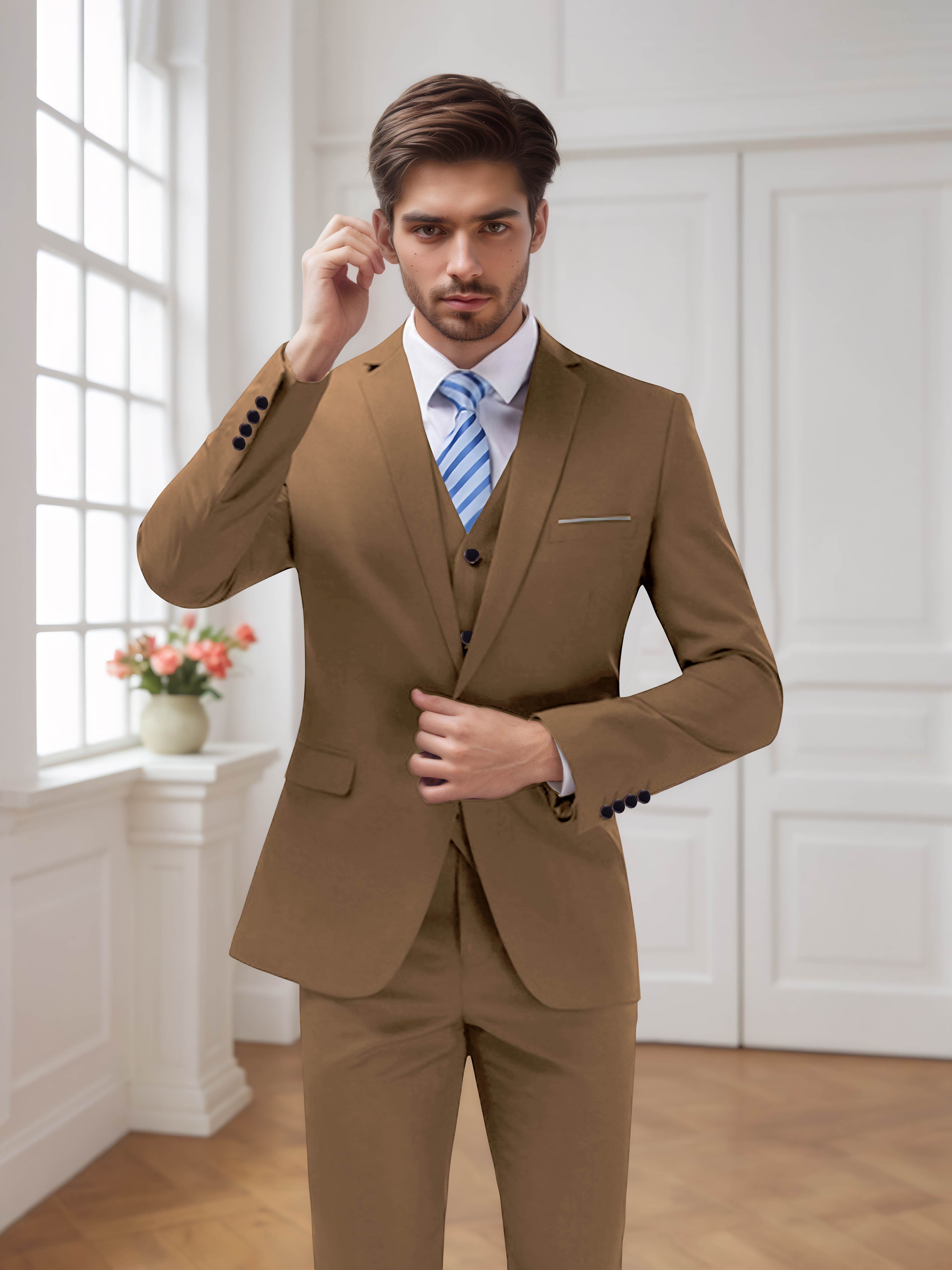 Modern Men's One Button 3 Pieces Wedding Suits UK