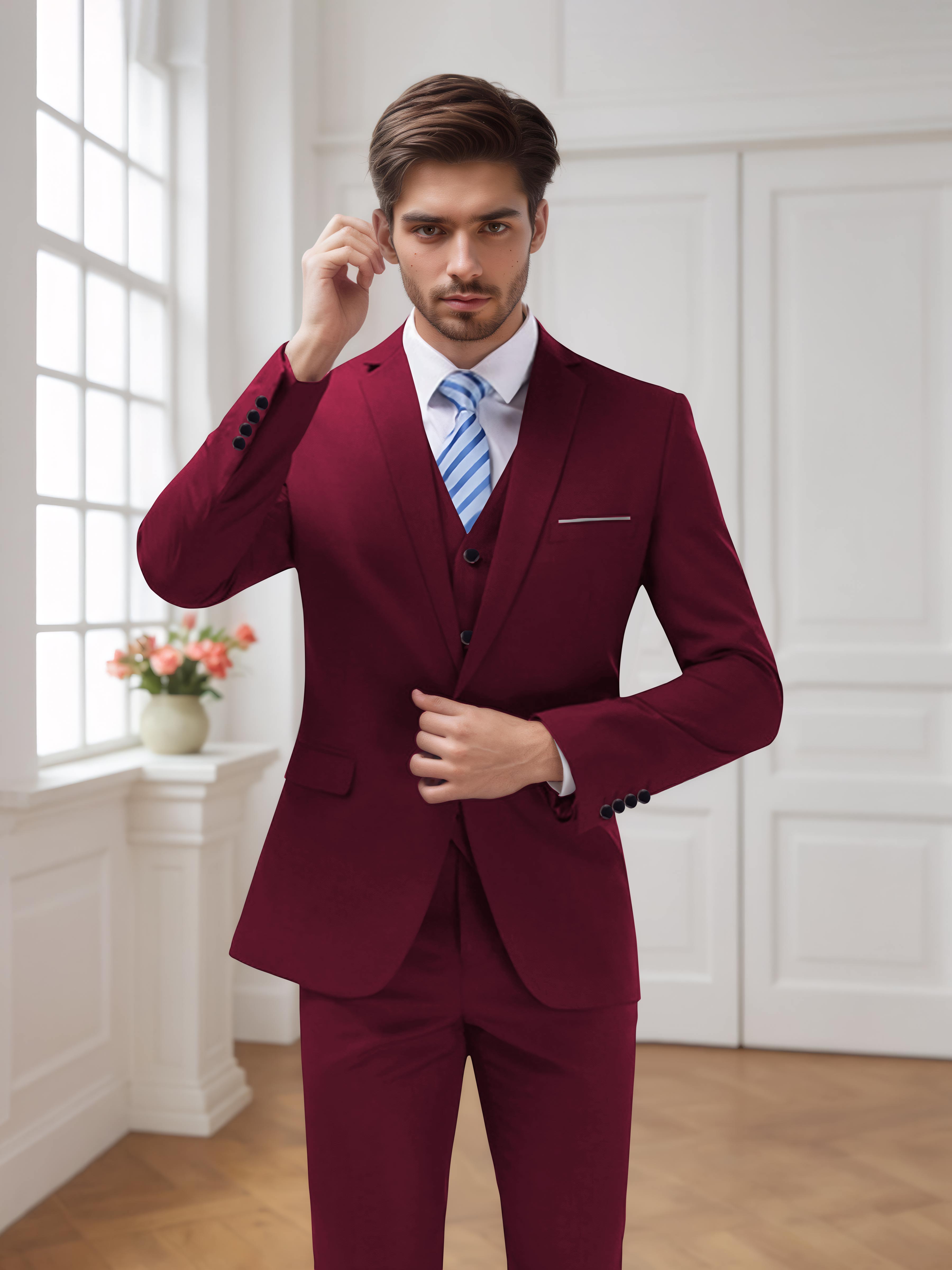 Modern Men's One Button 3 Pieces Wedding Suits UK