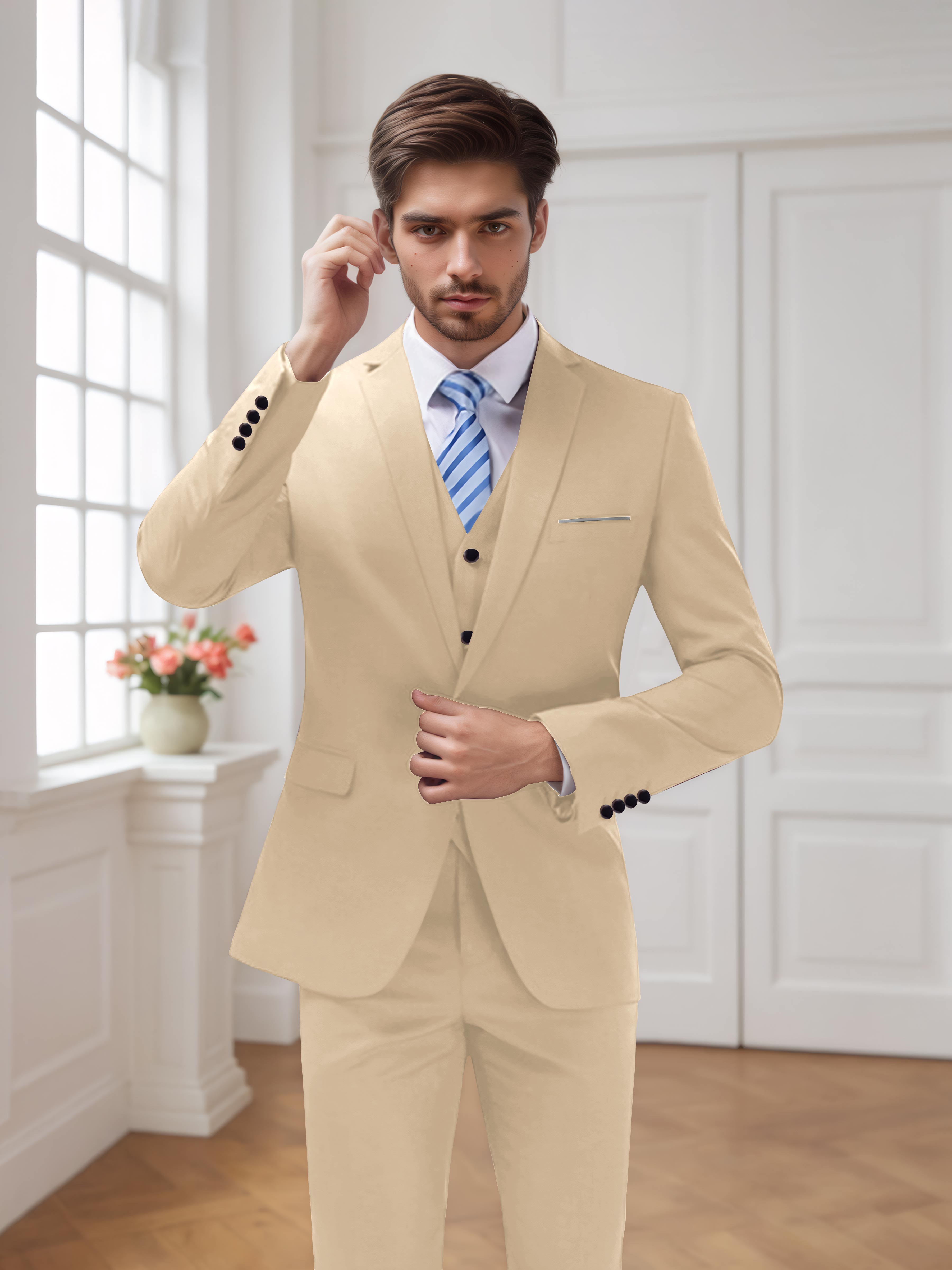 Modern Men's One Button 3 Pieces Wedding Suits UK