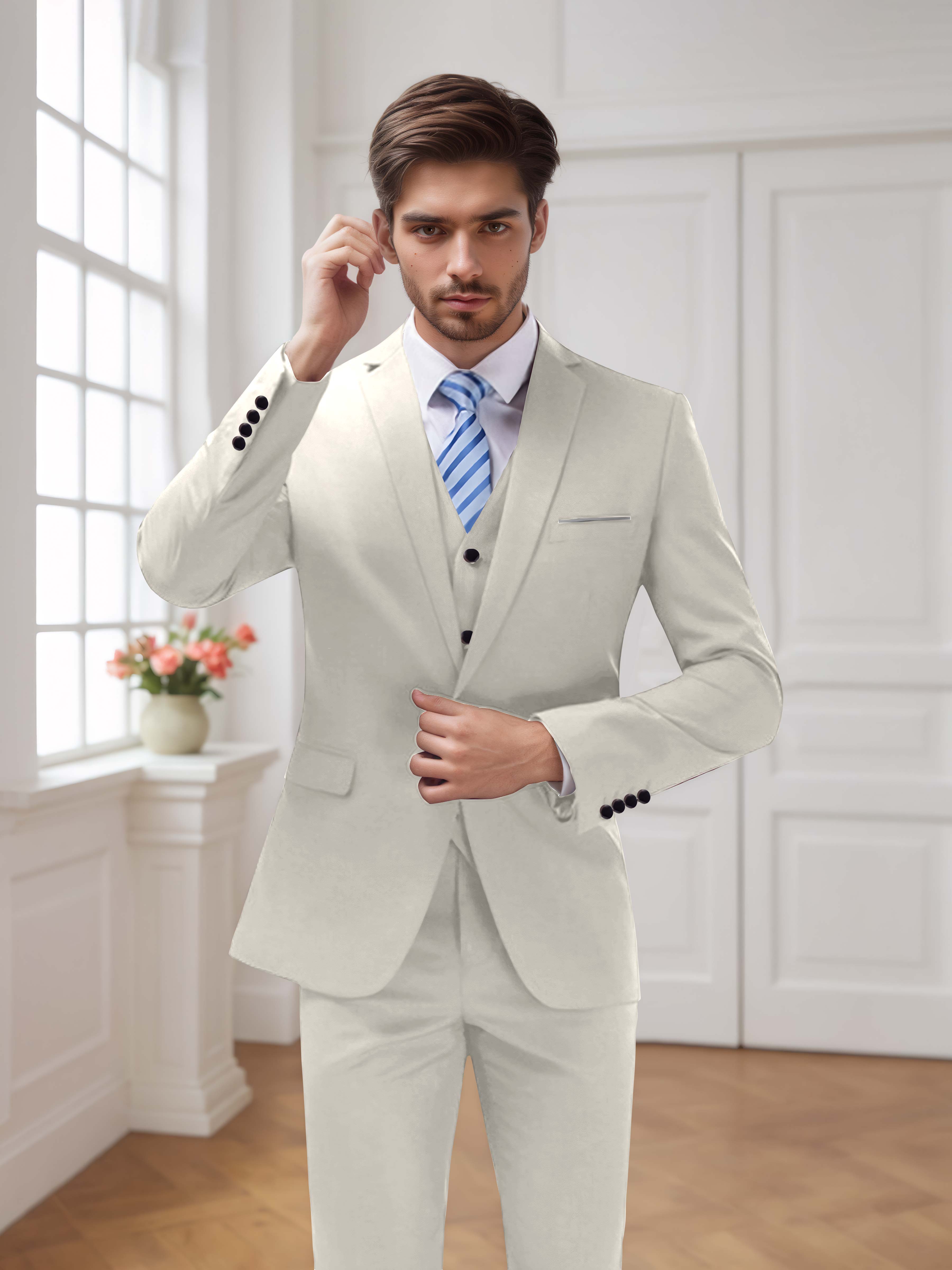 Modern Men's One Button 3 Pieces Wedding Suits UK