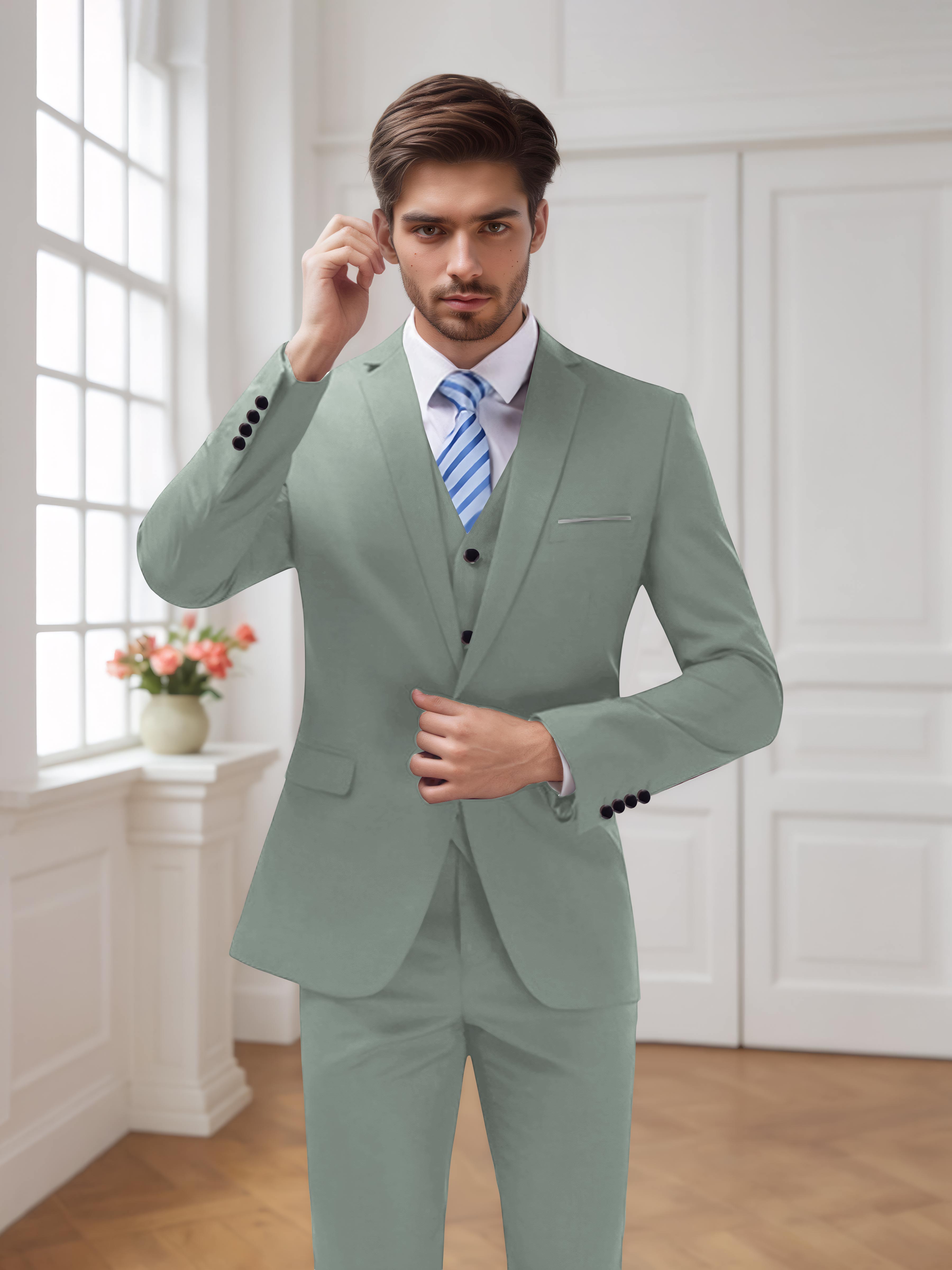 Modern Men's One Button 3 Pieces Wedding Suits UK