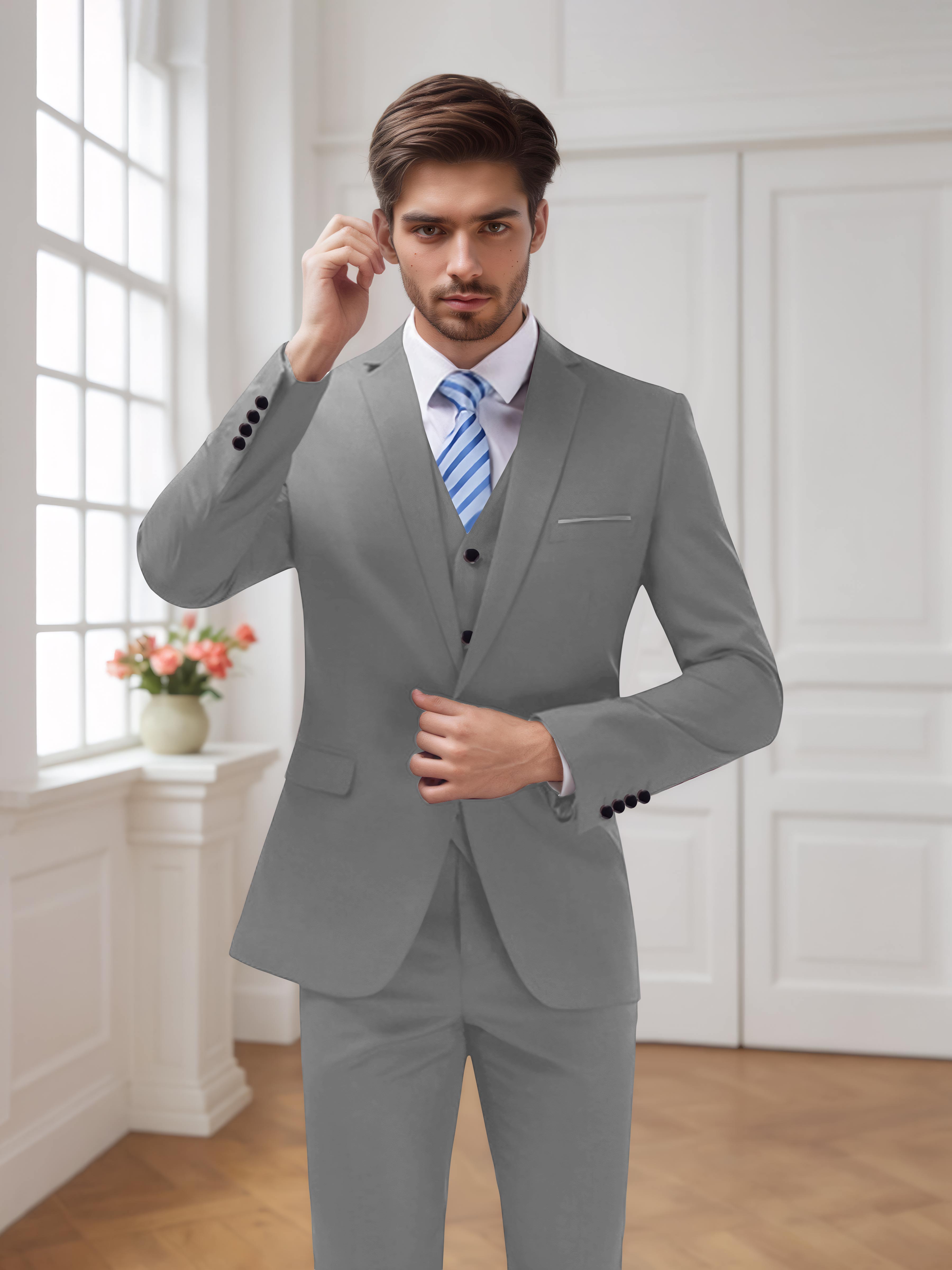 Modern Men's One Button 3 Pieces Wedding Suits UK