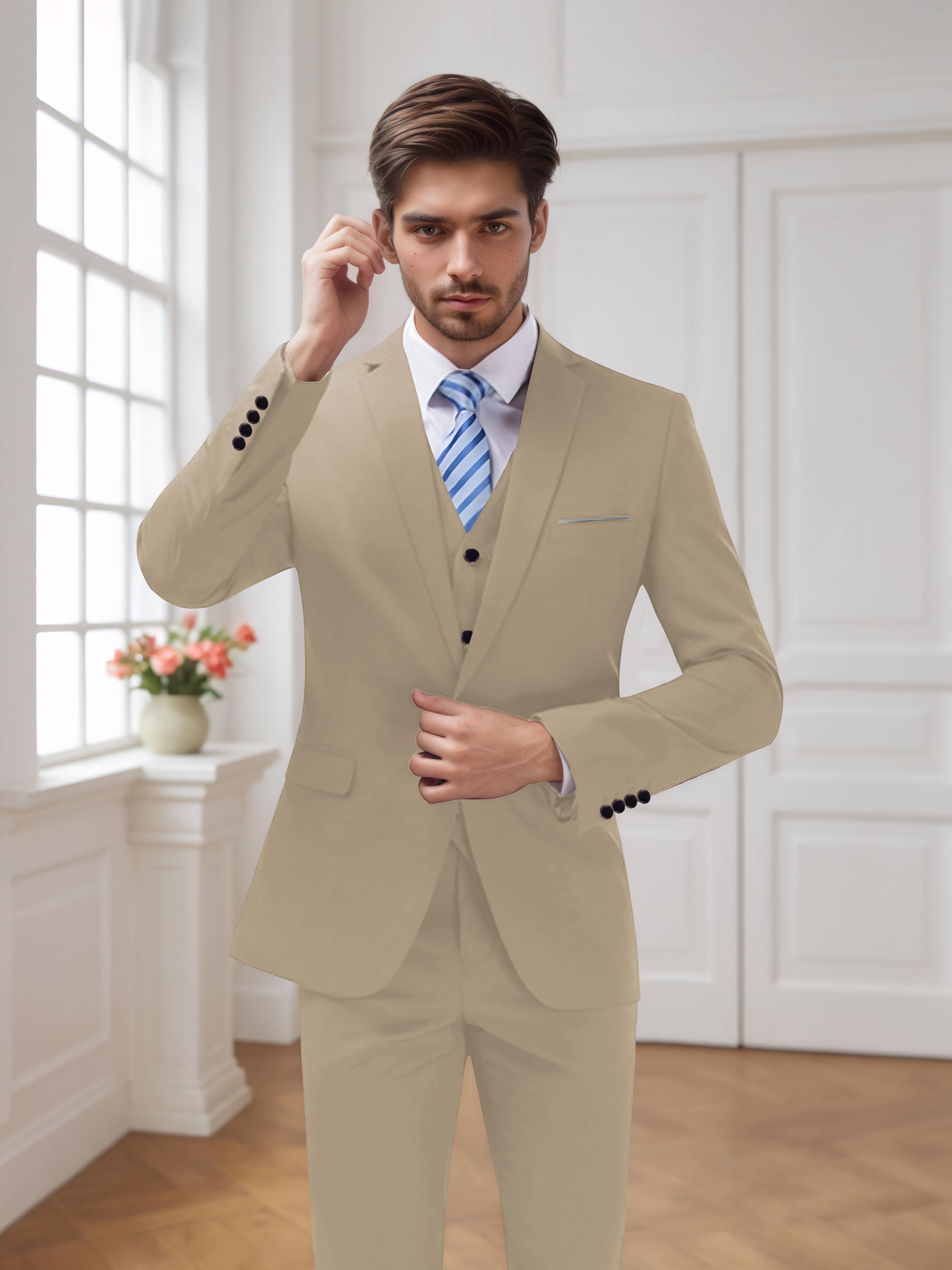 Modern Men's One Button 3 Pieces Wedding Suits UK