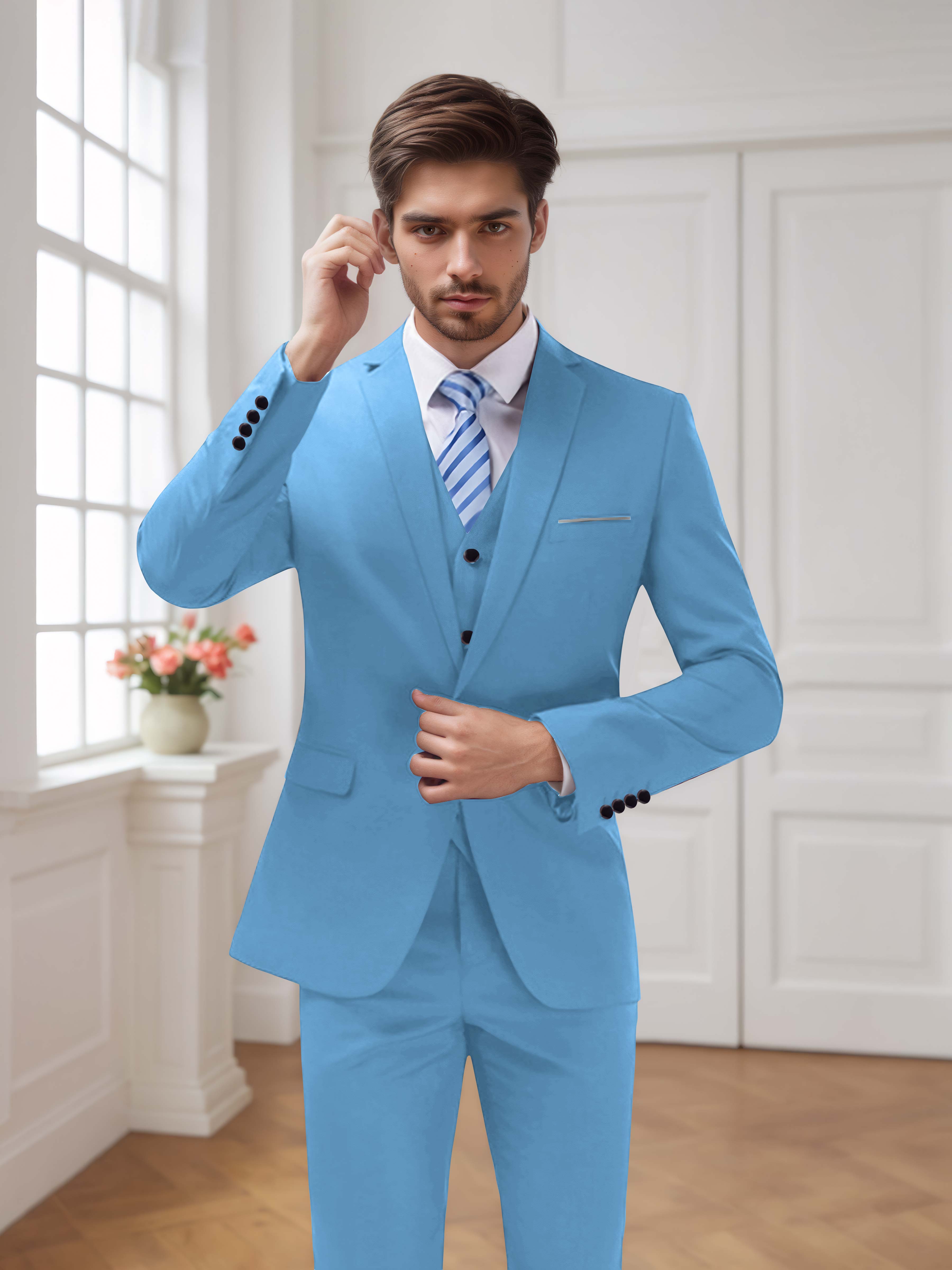Modern Men's One Button 3 Pieces Wedding Suits UK