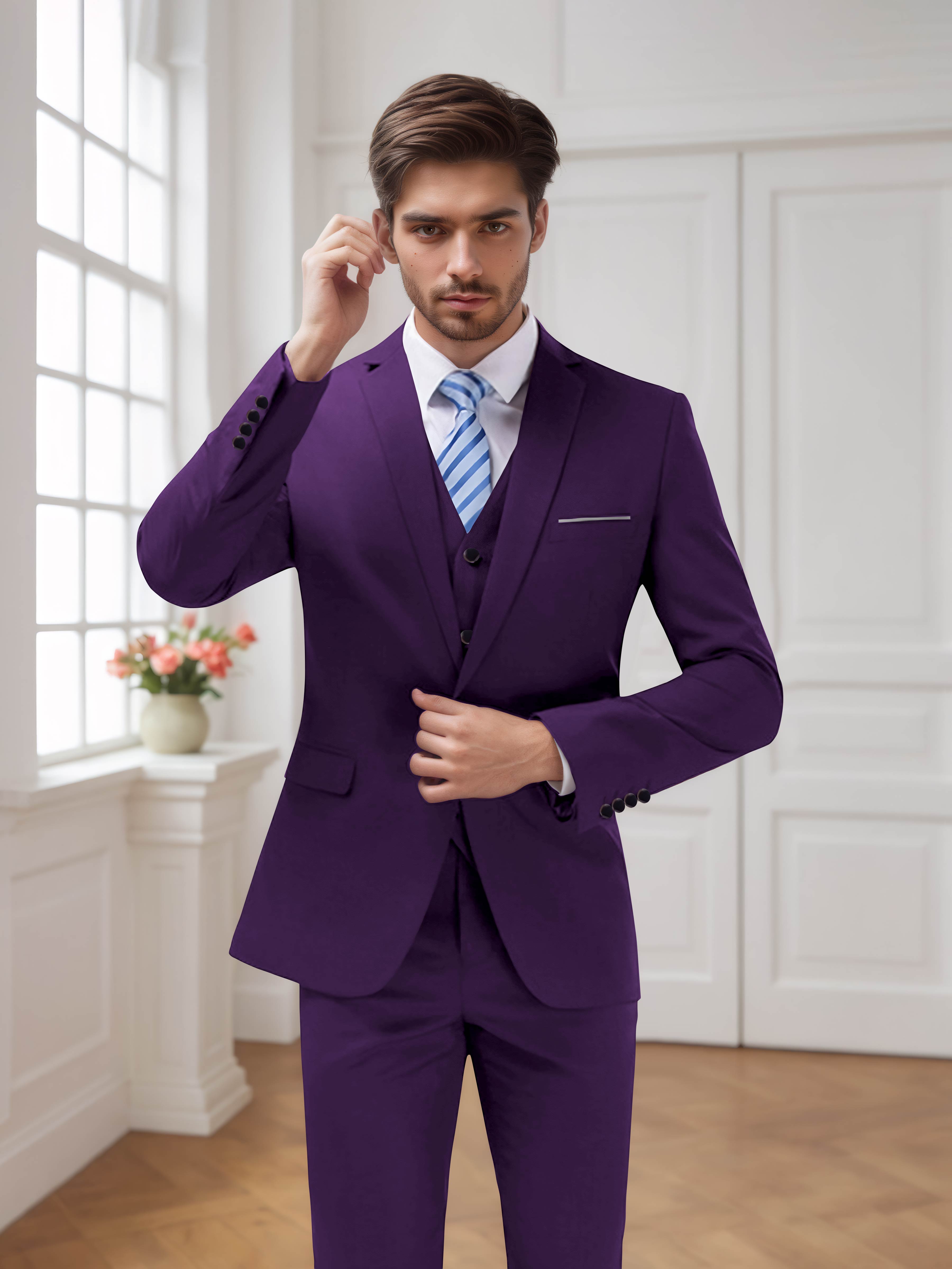 Modern Men's One Button 3 Pieces Wedding Suits UK