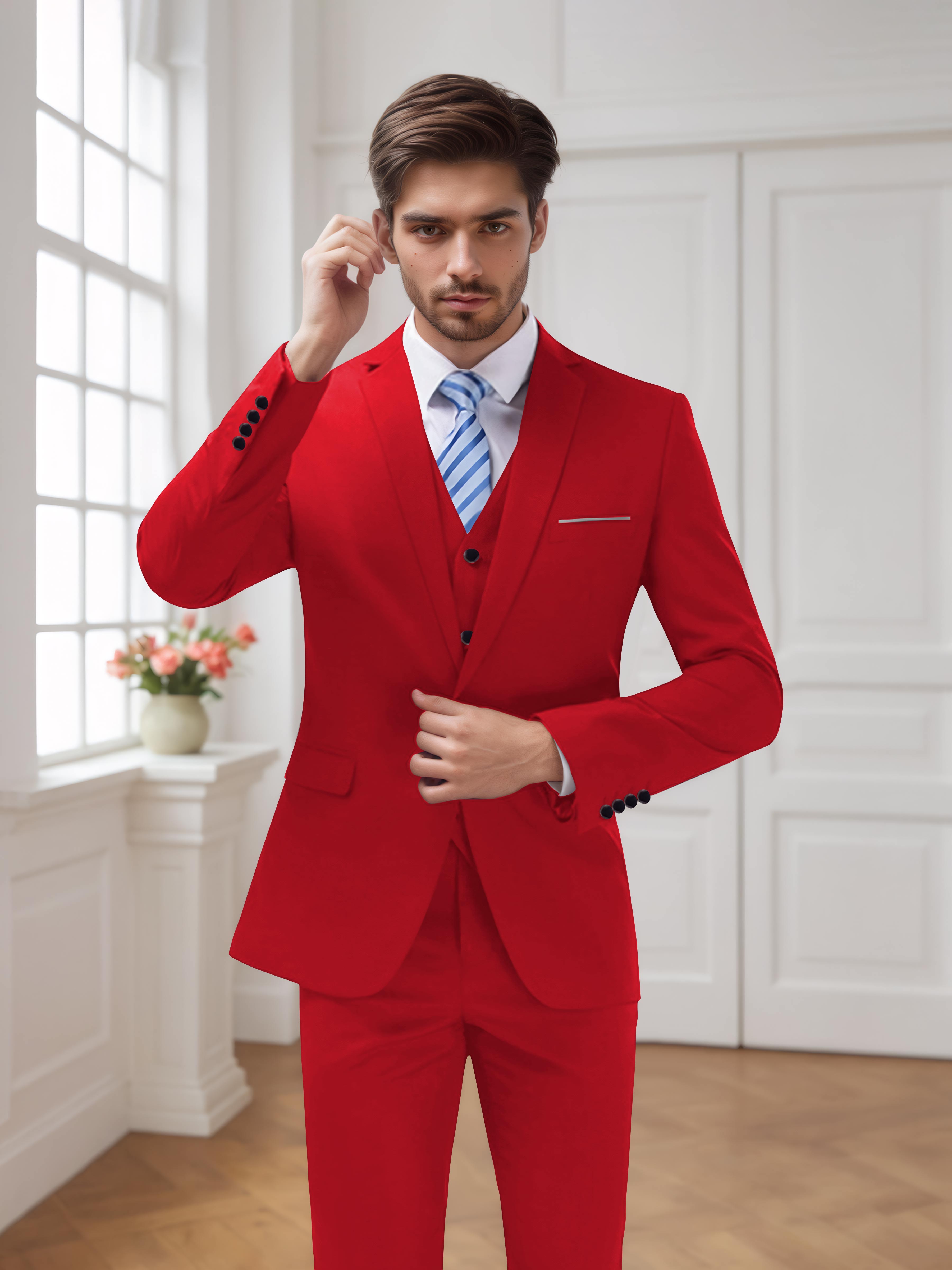 Modern Men's One Button 3 Pieces Wedding Suits UK