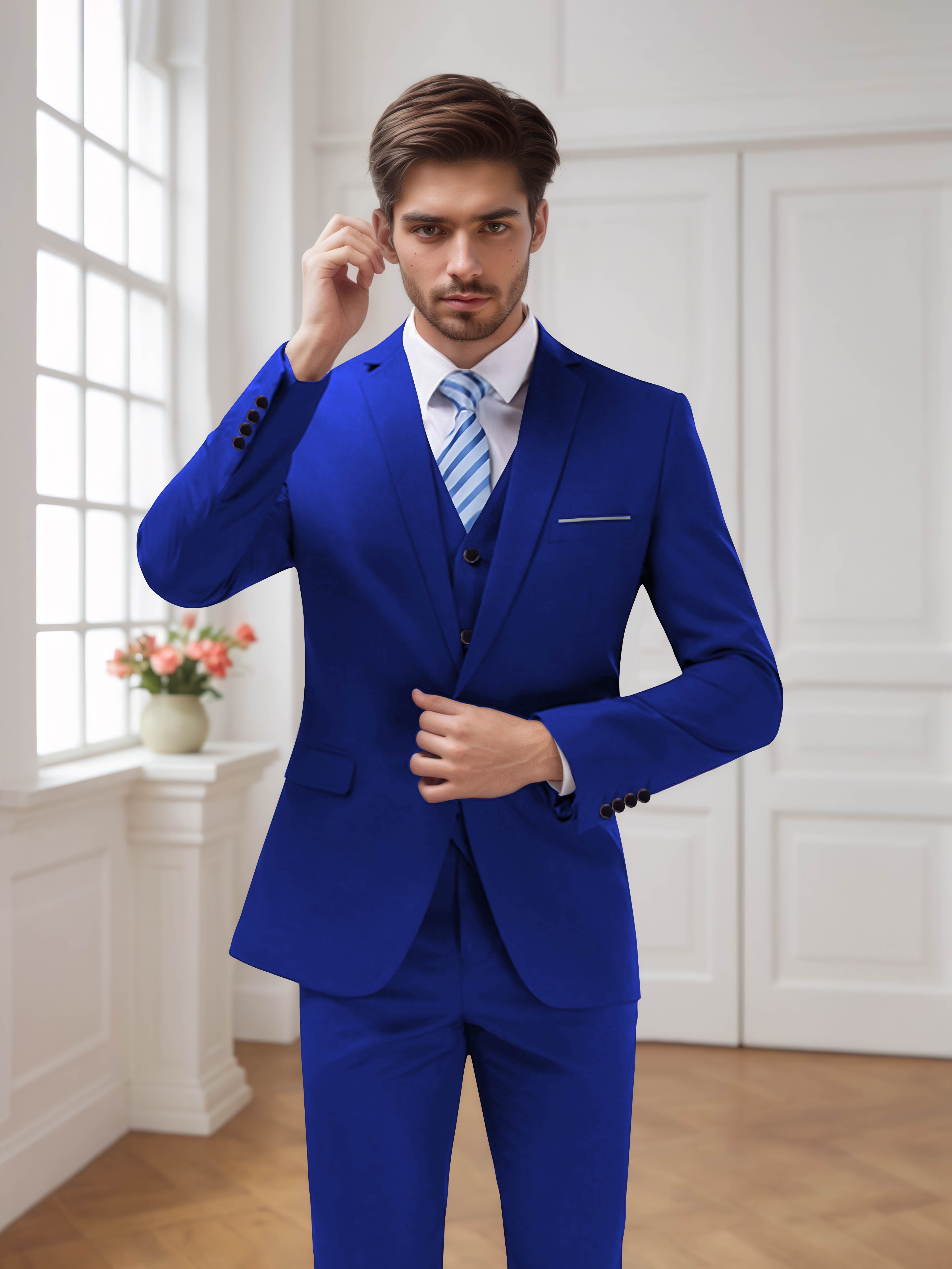 Modern Men's One Button 3 Pieces Wedding Suits UK