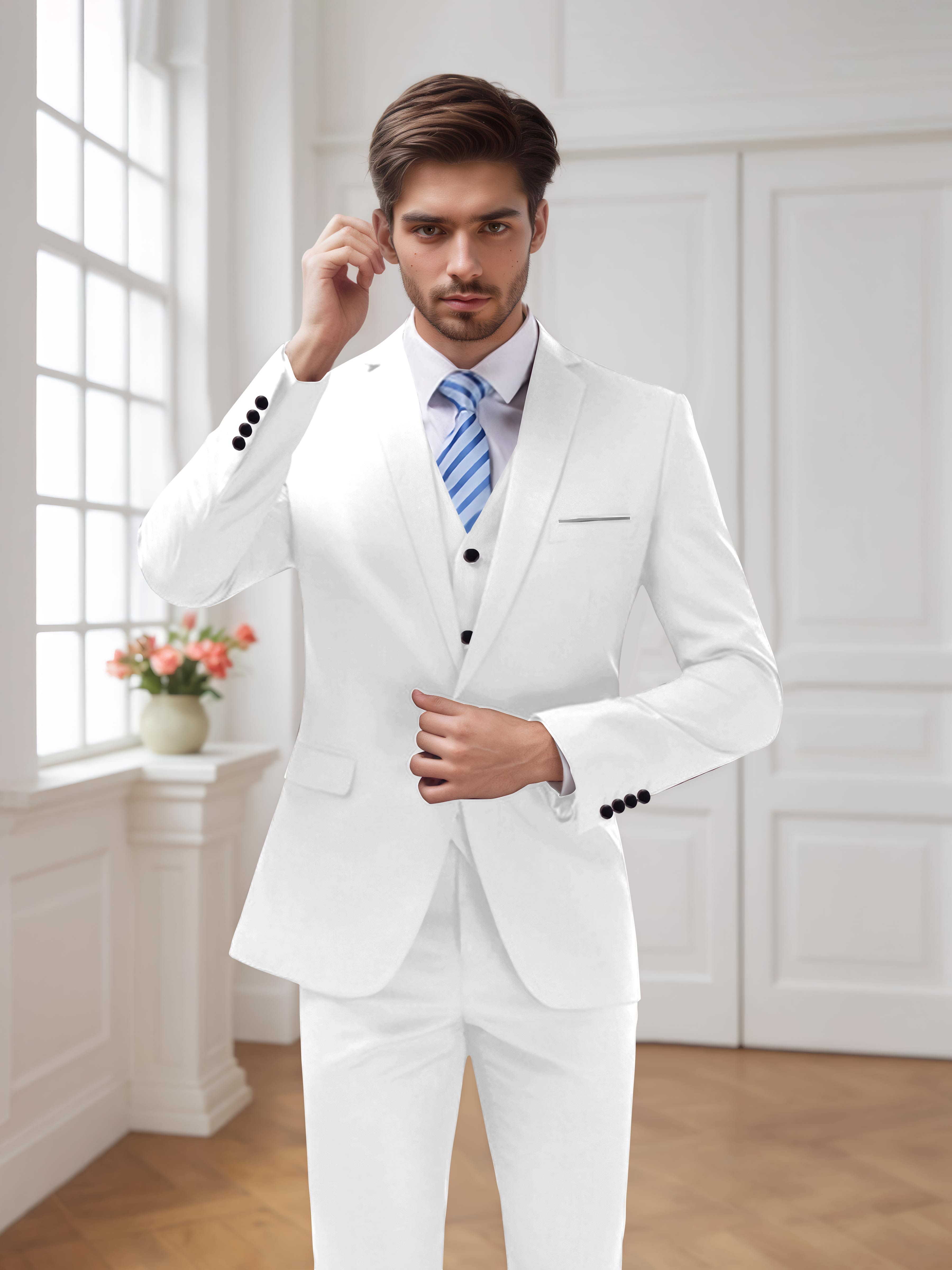 Modern Men's One Button 3 Pieces Wedding Suits UK