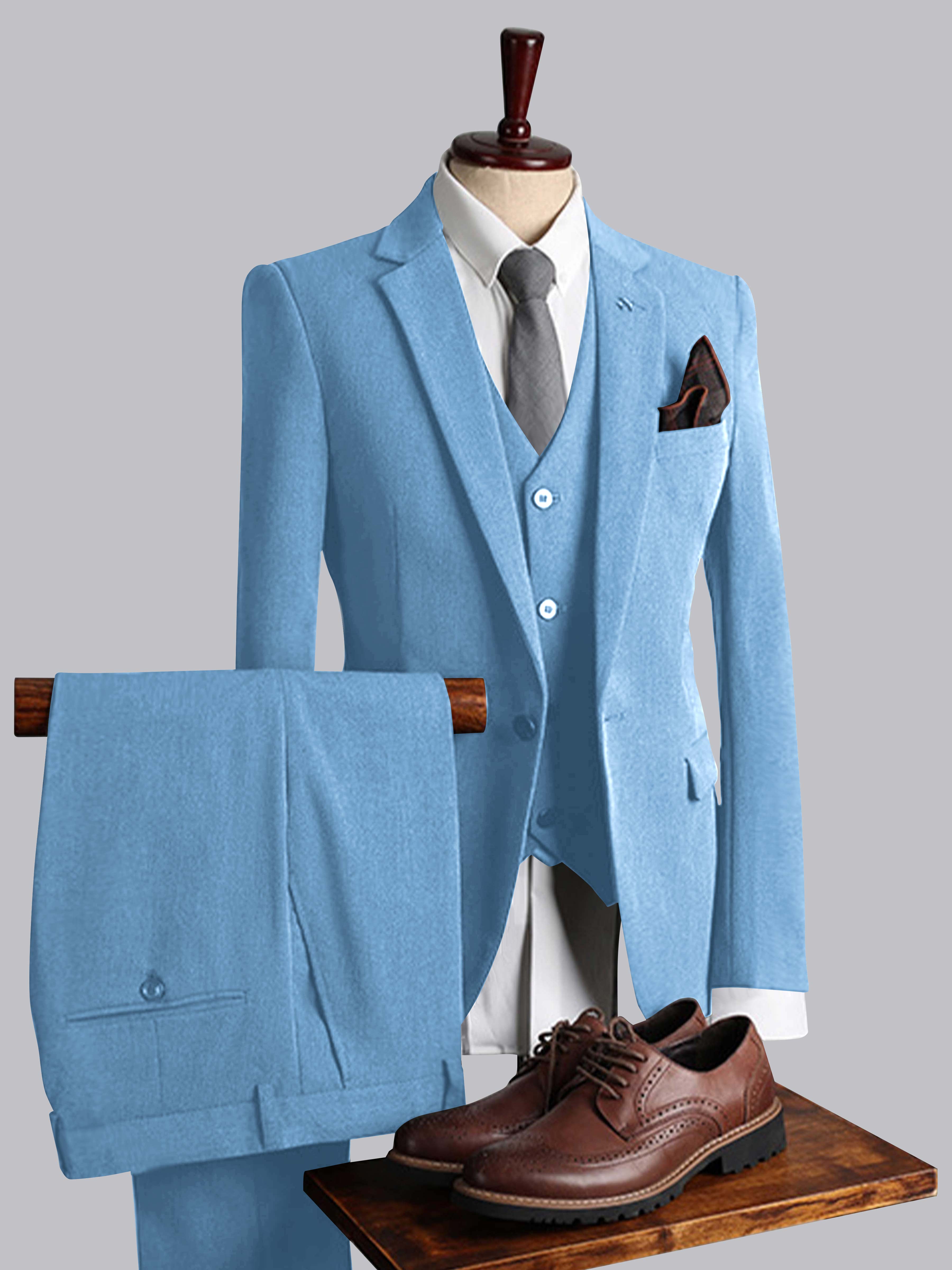 Modern Men's Tailored Fit One Button 3 Pieces Suits