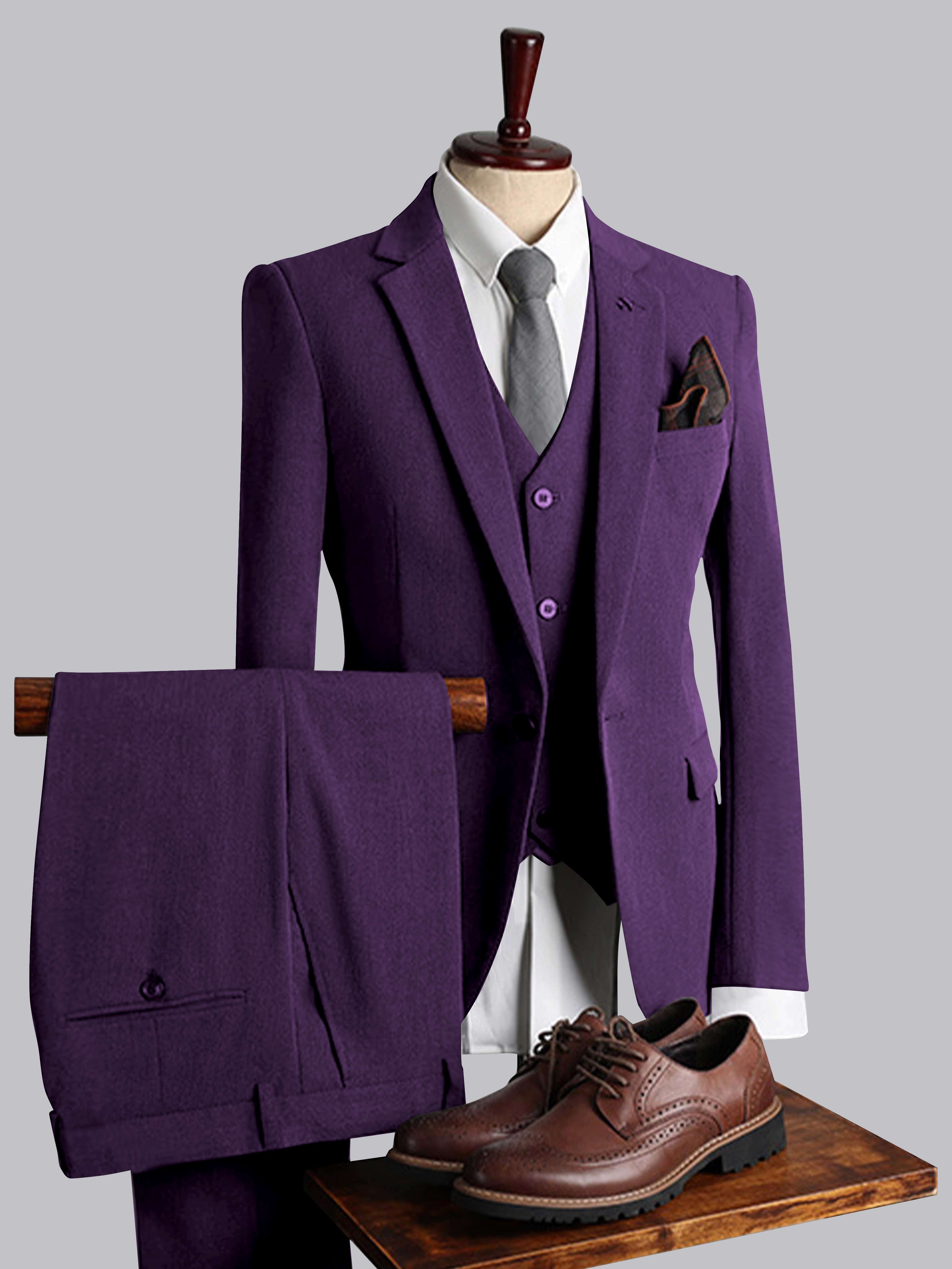 Modern Men's Tailored Fit One Button 3 Pieces Suits