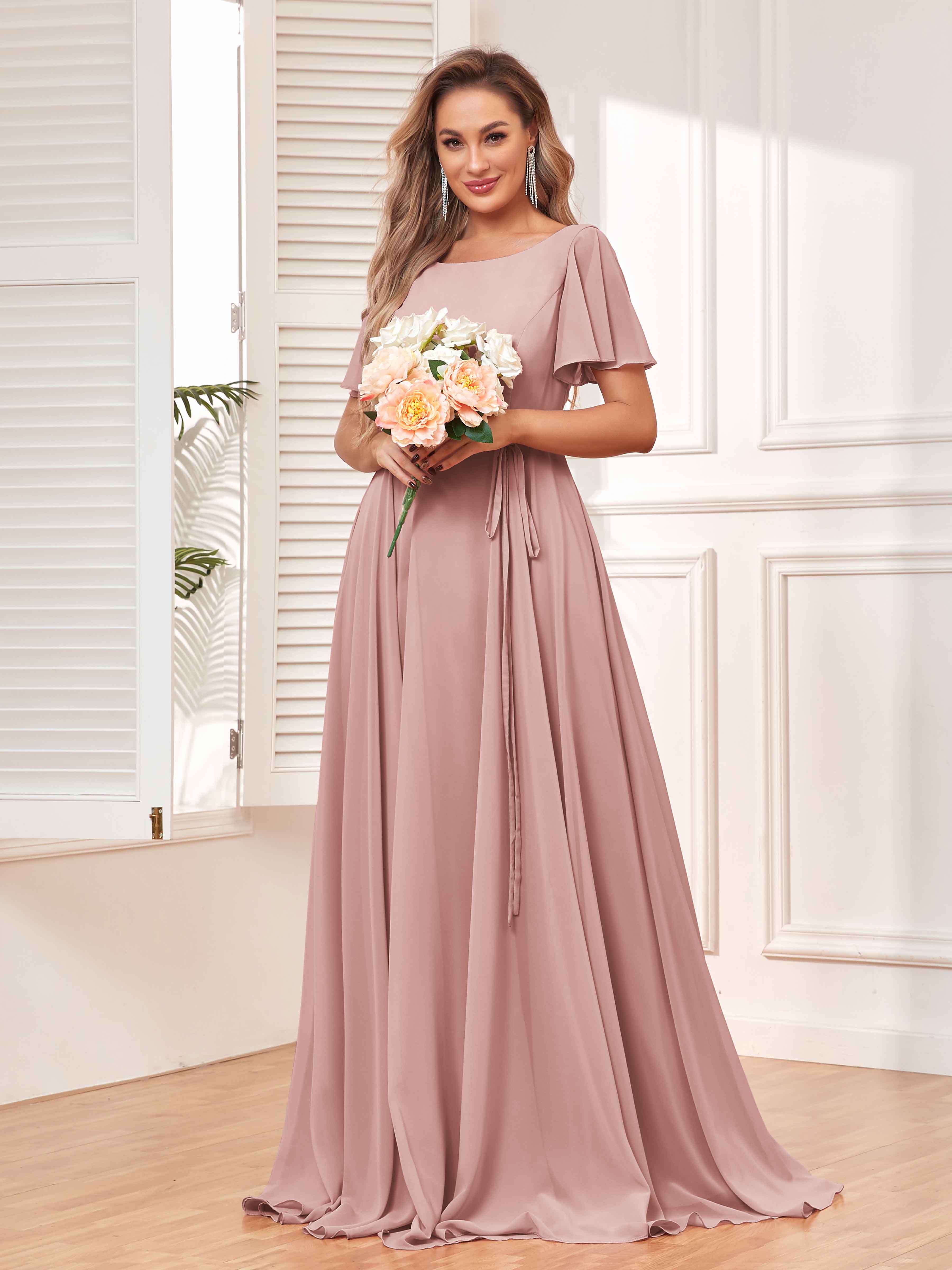 Flowing Bridesmaid Dresses A-line Flowing Cold Shoulder Floor-Length Chiffon Bridesmaid Dress Flowing Bridesmaid Dresses A-line Flowing Cold Shoulder Floor-Length Chiffon Bridesmaid Dress