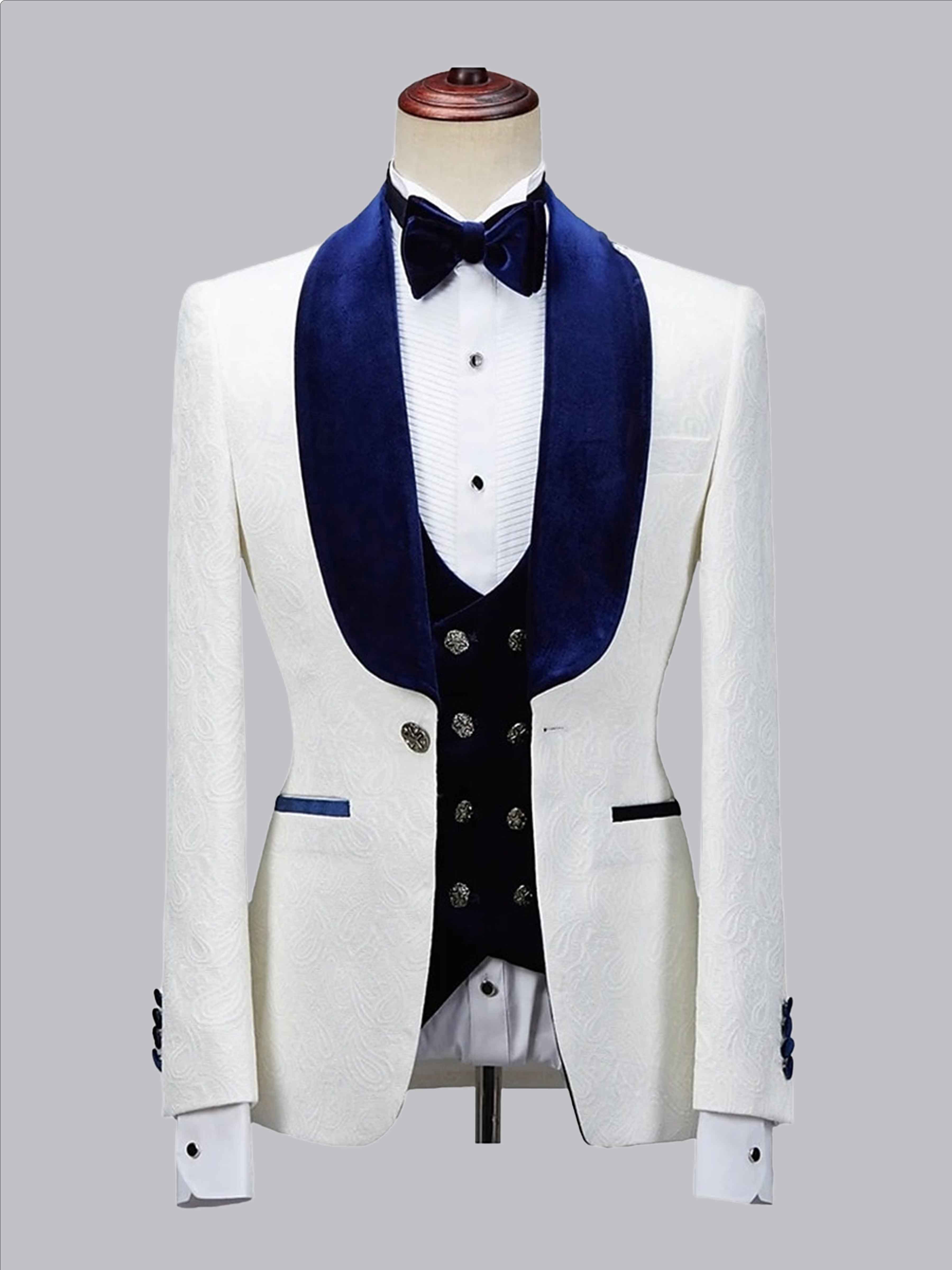 Refined Slim Fit Men's 3 Pieces Shawl Lapel Suit for Formal Weddings
