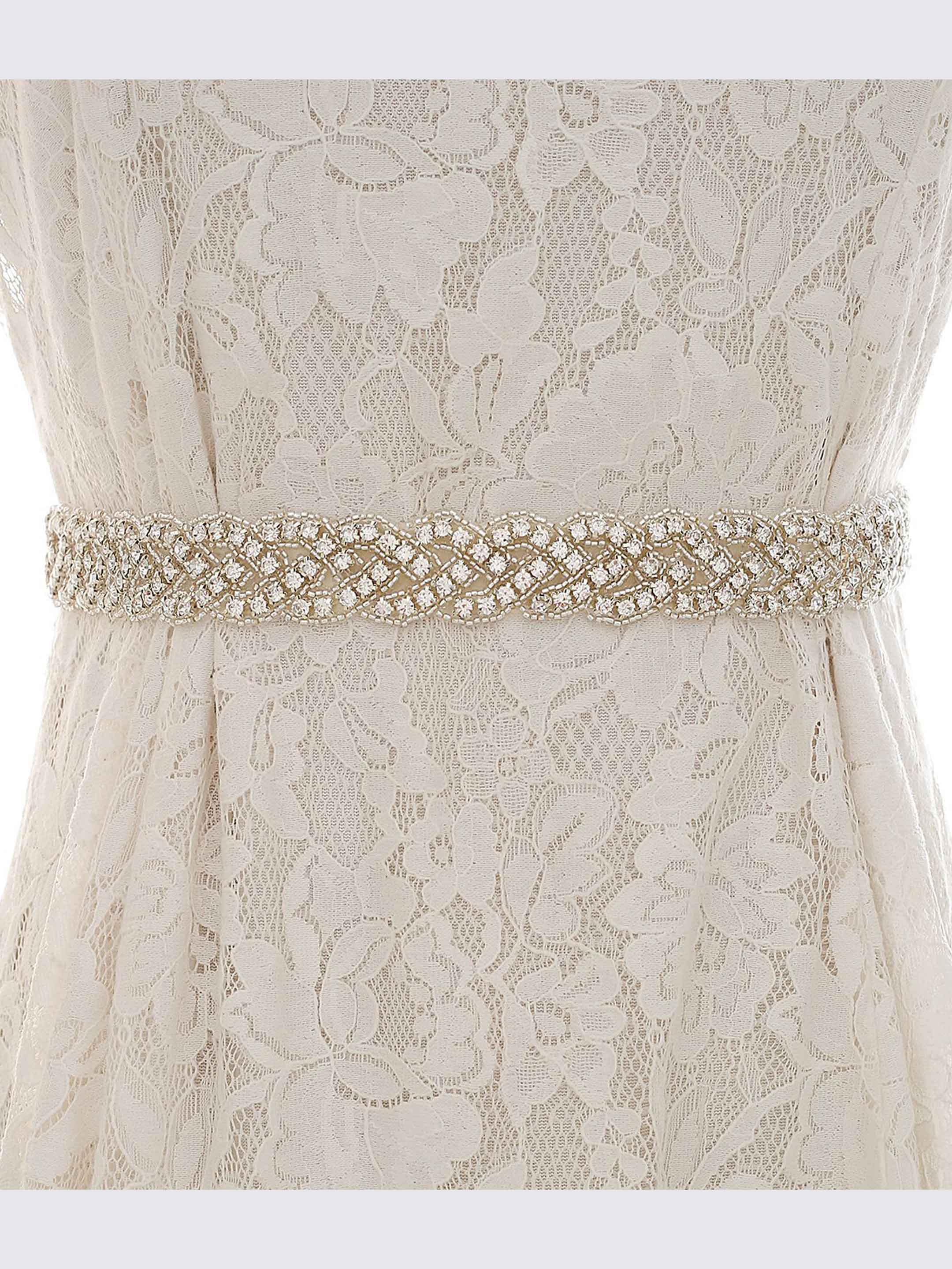 Women's Sparkly Rhinestone Pearl Ribbon Waistband UK