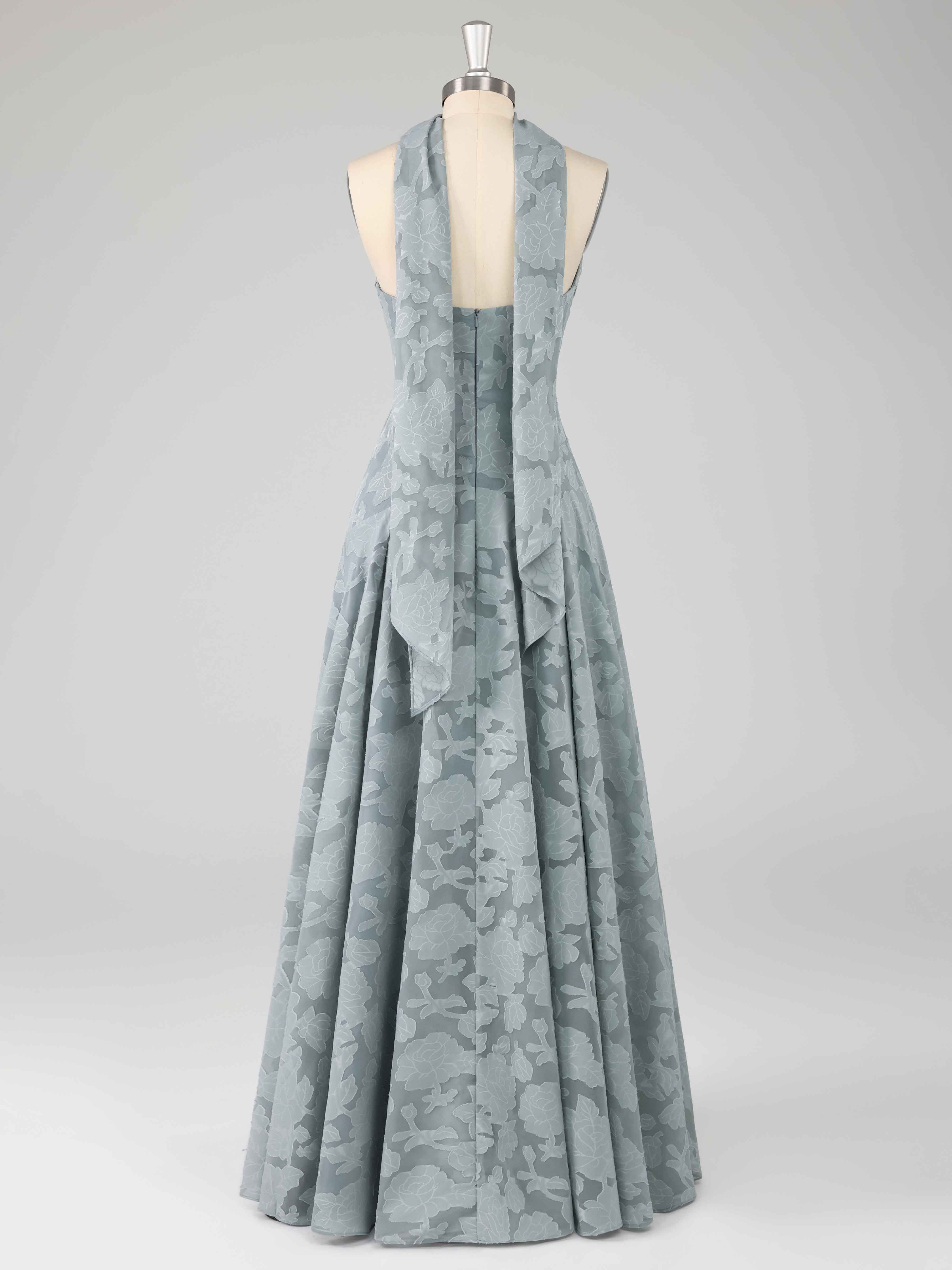 Braelindra Chic A-Line Strapless Floral Burnout Long Party Dresses
