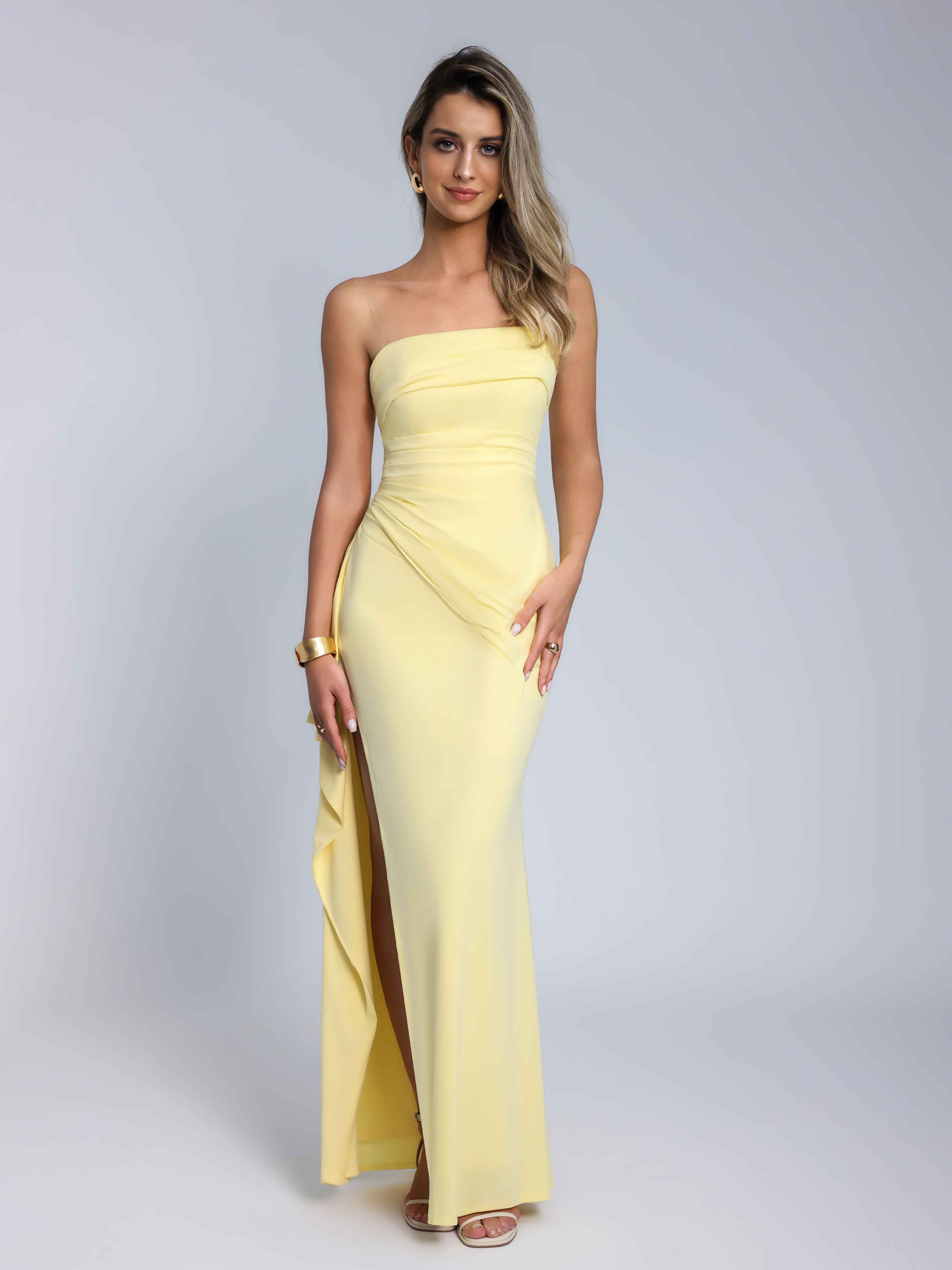 Raelindra Glamorous Strapless Ruffles Long Formal Dresses