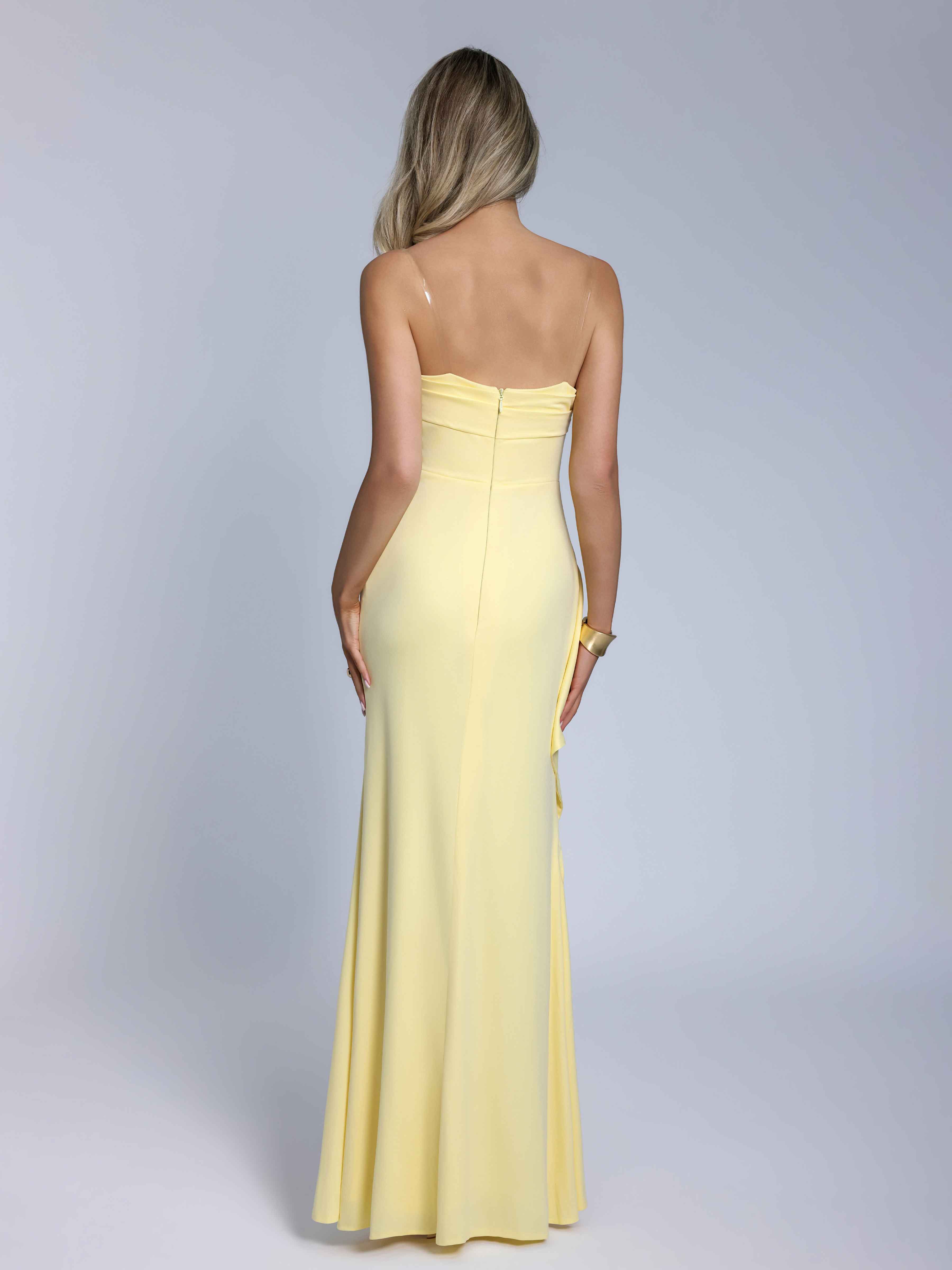 Raelindra Glamorous Strapless Ruffles Long Formal Dresses