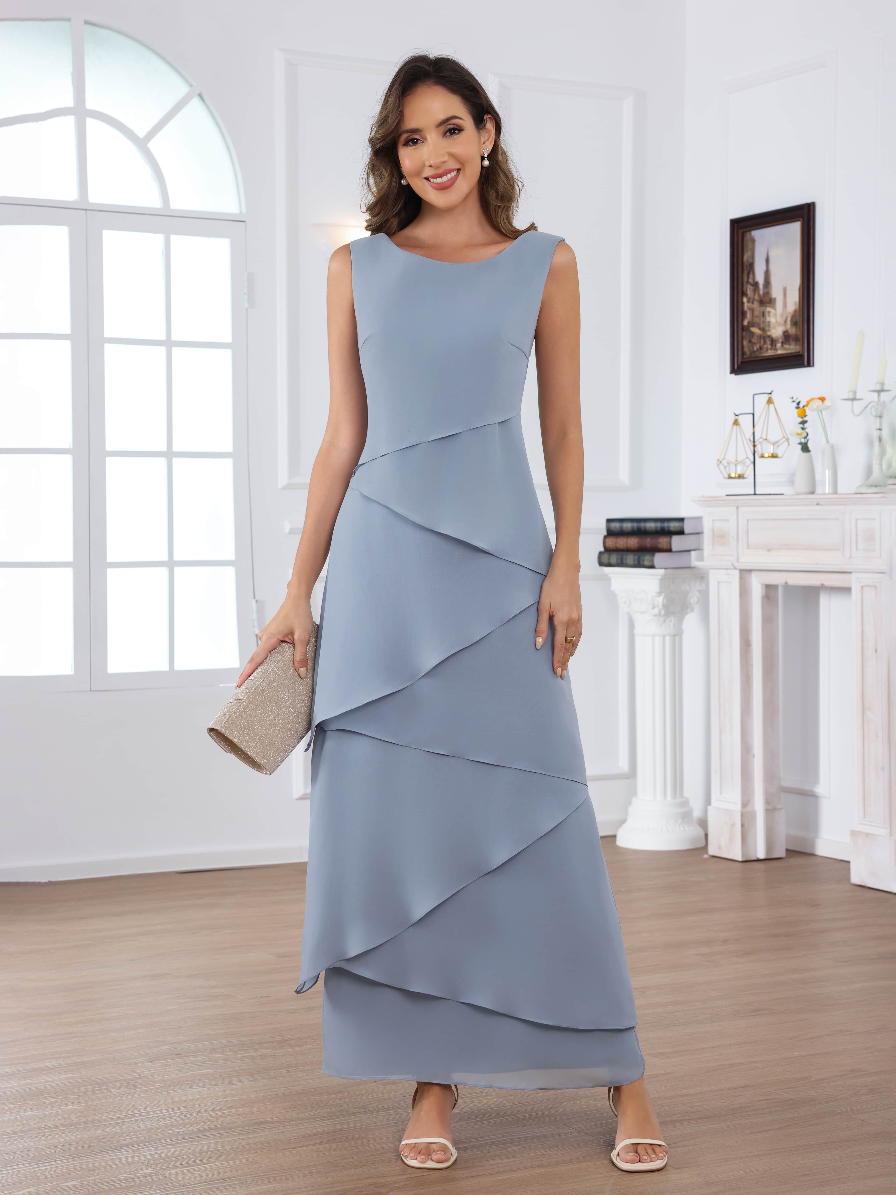 Oraelithryn Enchanting A-Line V-neck Tiered 2-Piece Floor Length Mother of the Bride Dresses