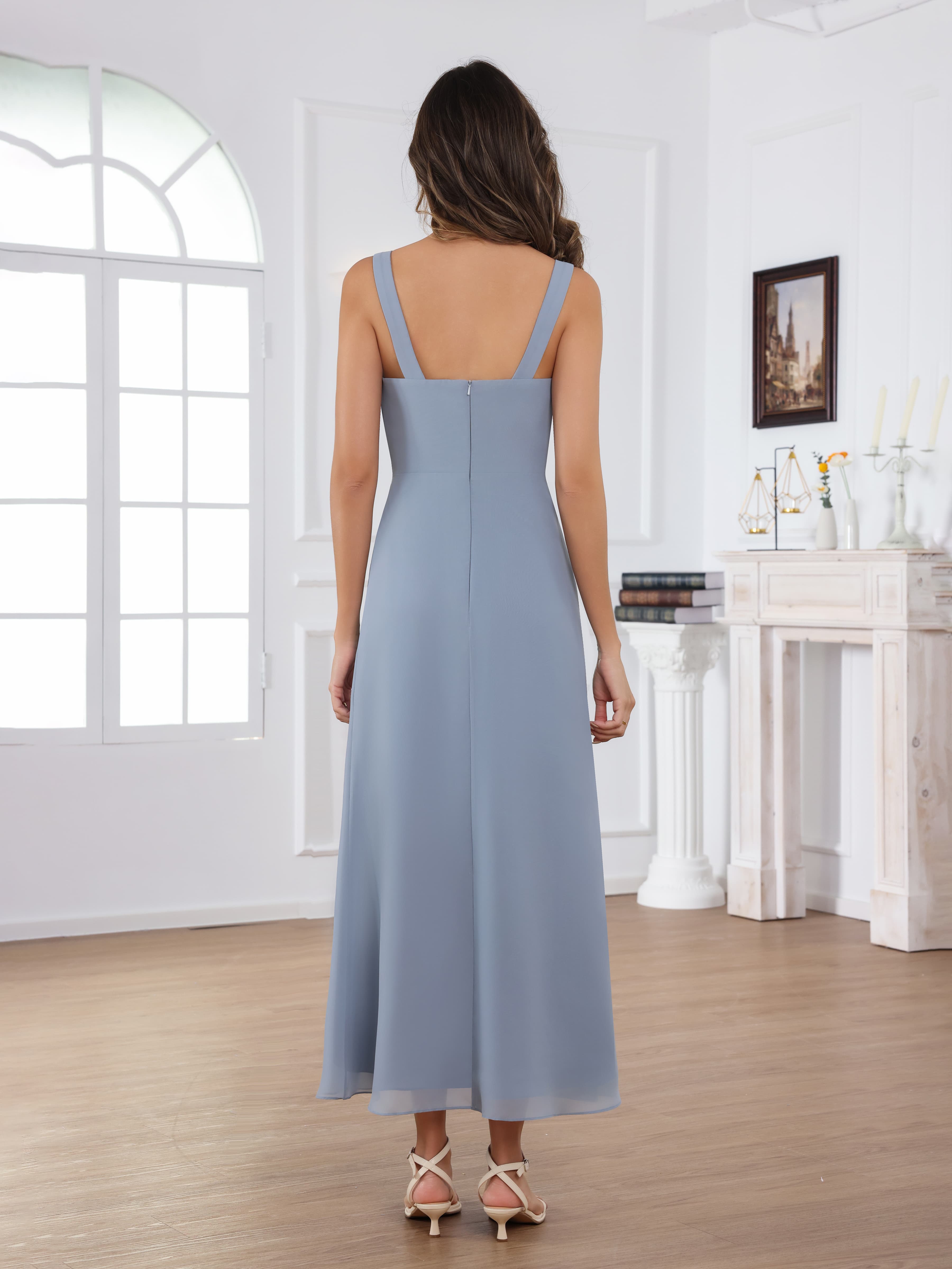 Raelithryn Modern A-Line Square Beading Ruched 2-Piece Midi Mother of the Bride Dresses
