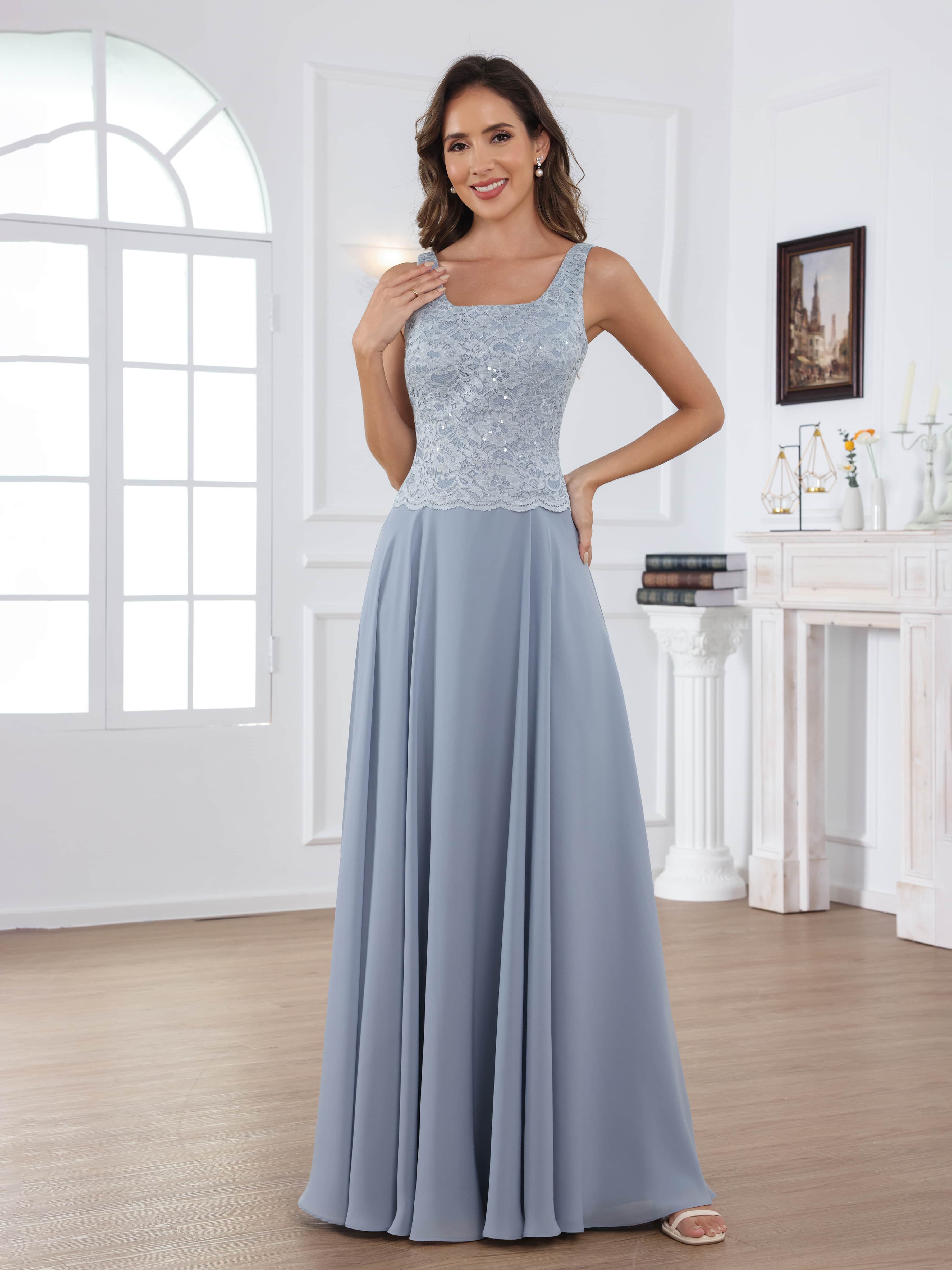 Traelithryn Elegant A-Line 2-Piece Appliques Lace Long Mother of the Bride Dresses