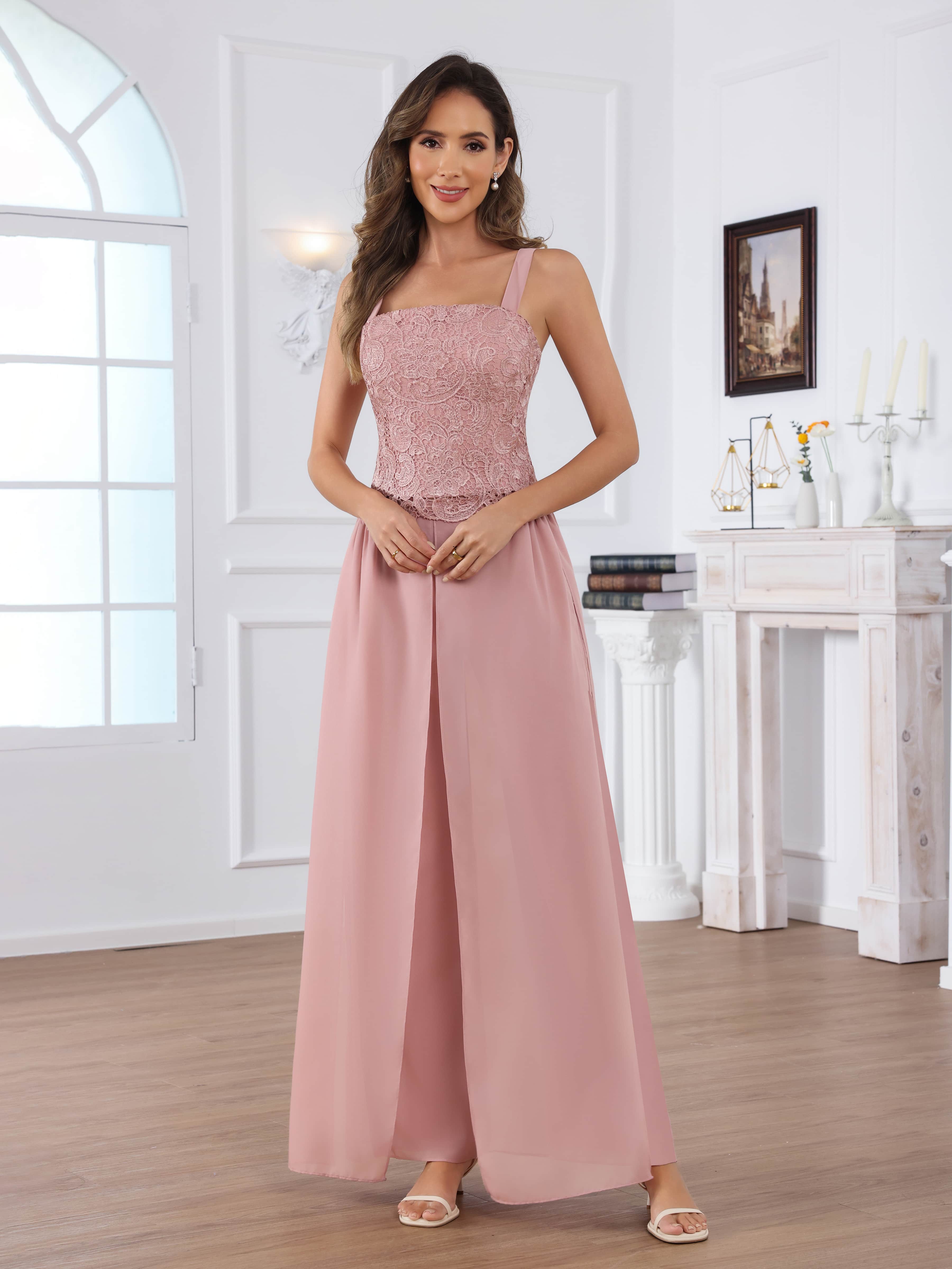 Praelithara Tailored Three Pieces Lace Sequins Chiffon Mother of the Bride Pantsuit