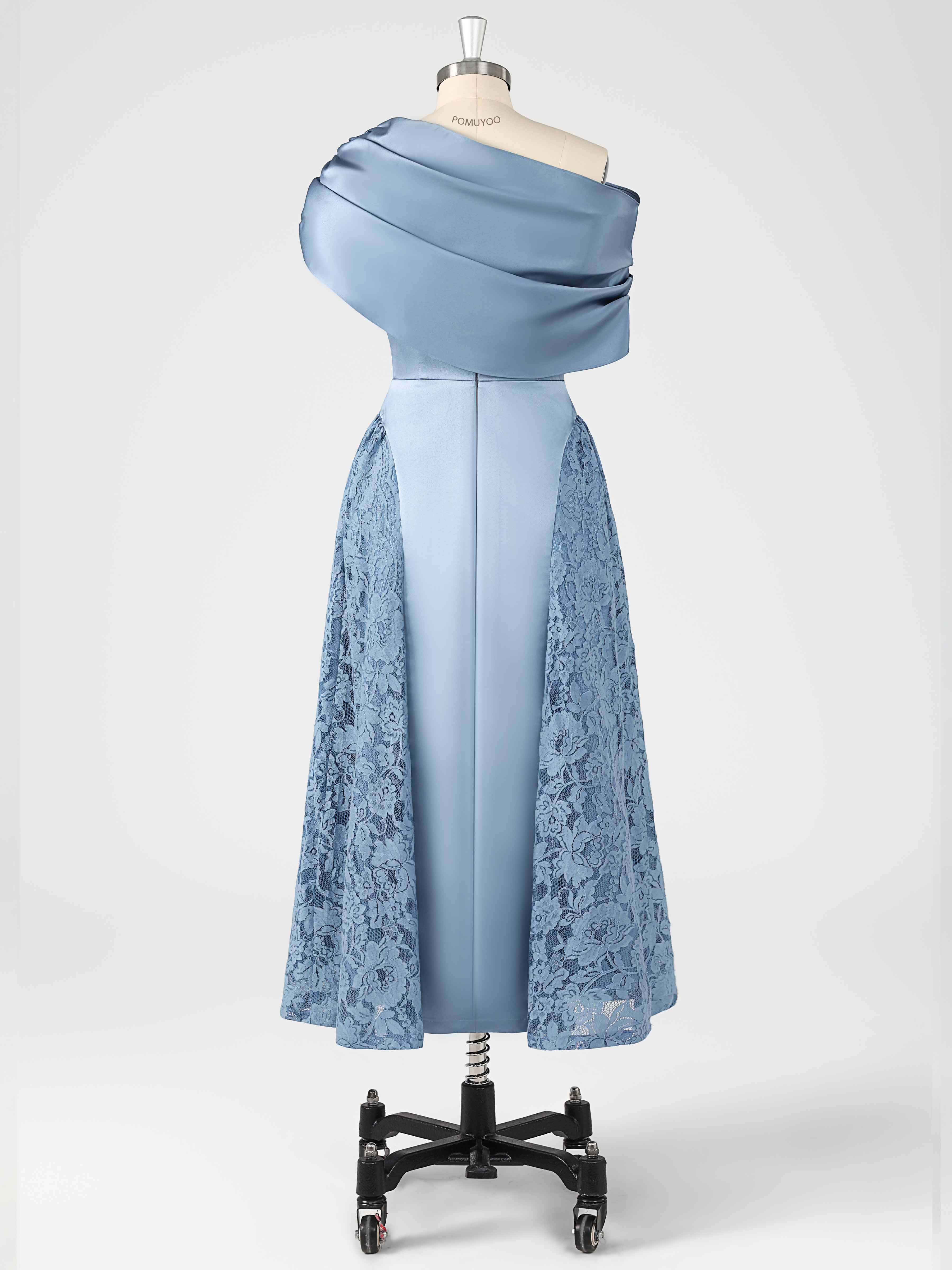 Jovie Charming One Shoulder Tea Length Satin Mother of the Bride Dresses