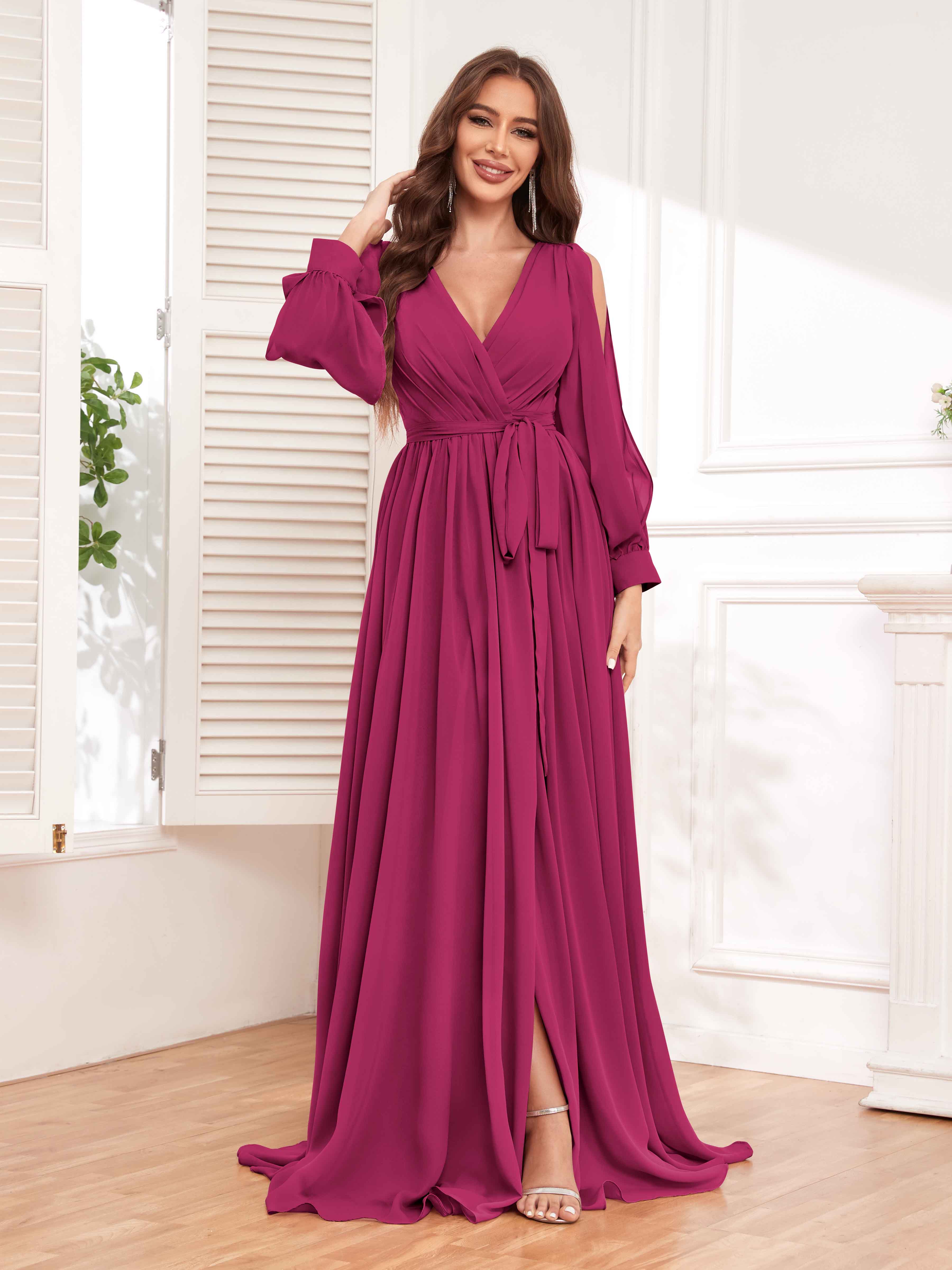 Long chiffon bridesmaid dresses online