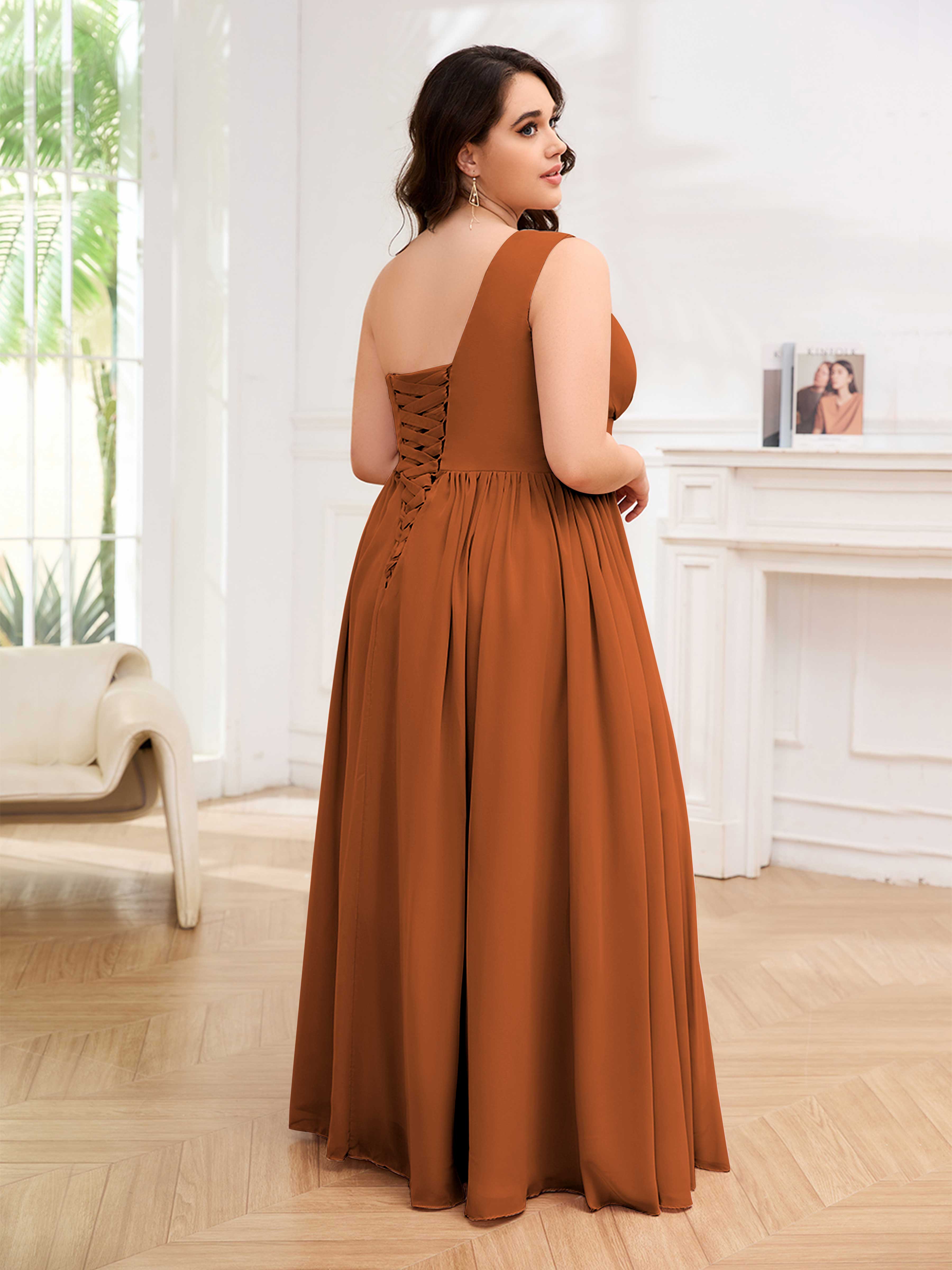 Burnt orange plus size bridesmaid dress best sale