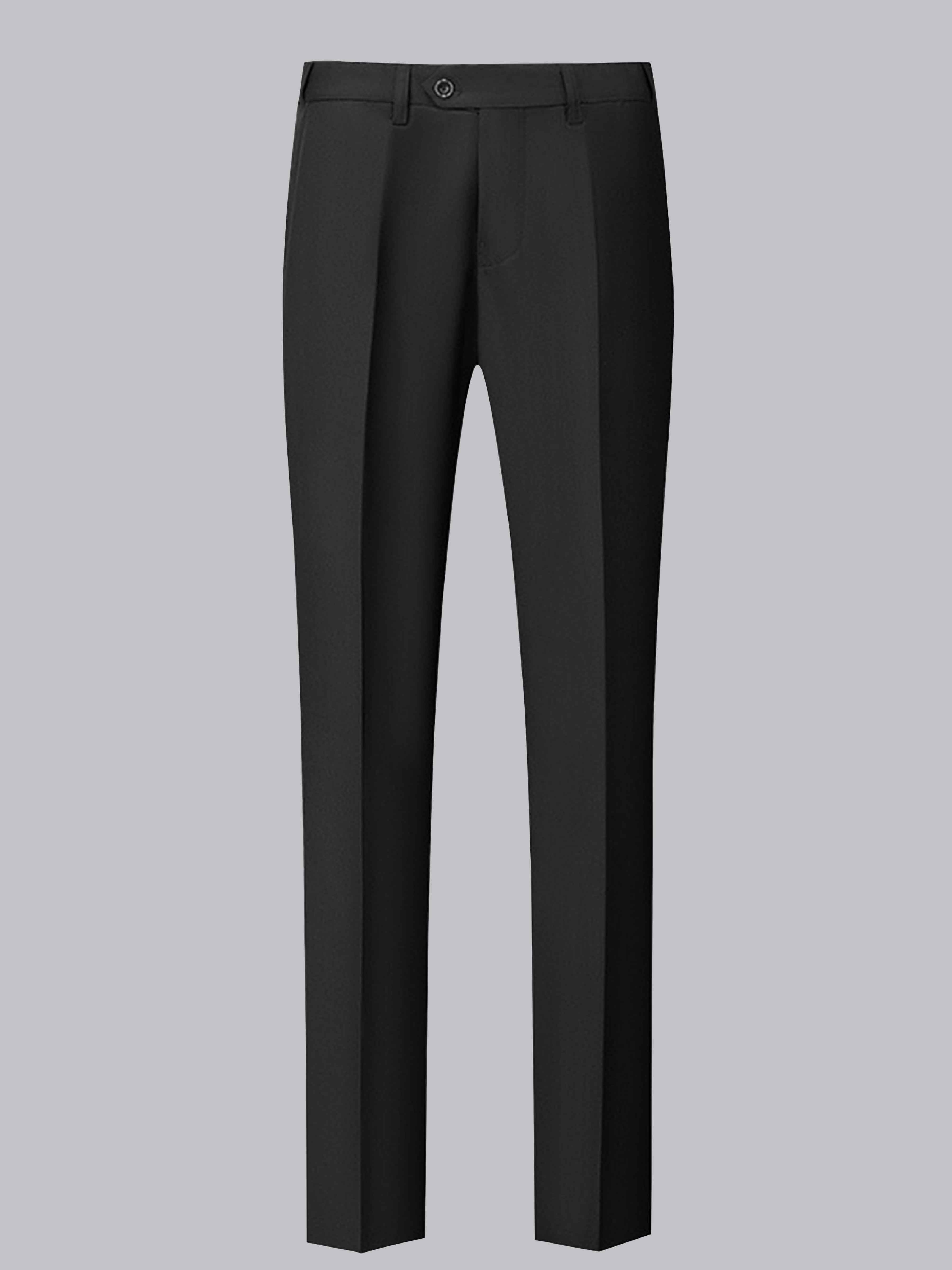 Black Men's Straight Leg Plain Standard Fit Pants UK